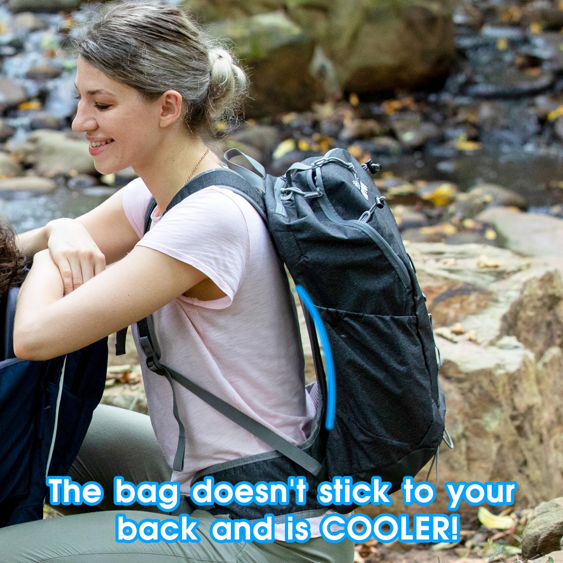 WIPHA 26L Lightweight Hiking Daypack with High Strength Aluminum Support, Small Travel Hiking Backpack for Women Men (Black)