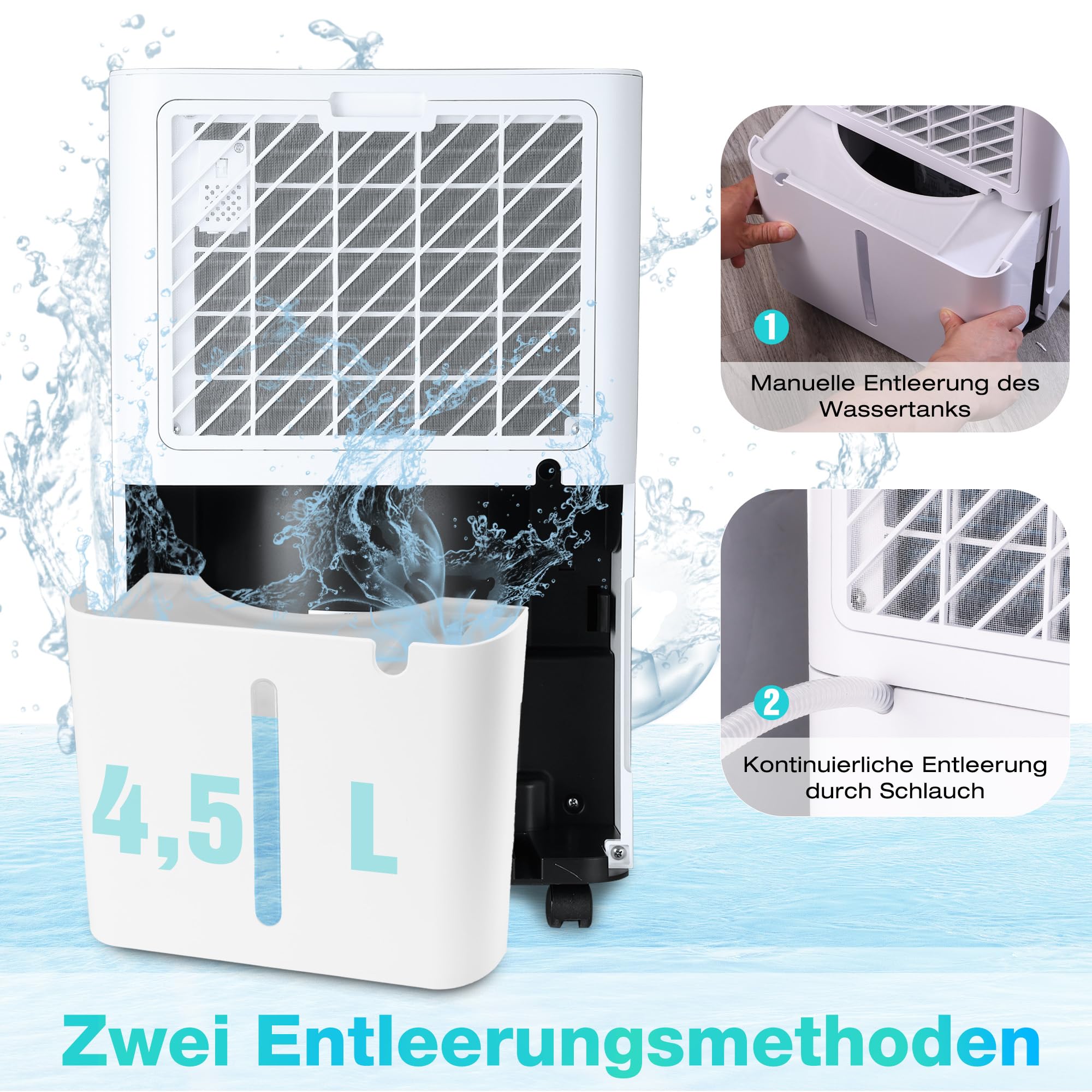 HAUSHOF Luftentfeuchter Elektrisch 20L/Tag, 41dB Leiser Entfeuchter Elektrisch mit Negativ-Ionen für 30m² Raum mit 4,5 L Tank und LED Anzeige, 3 Modi Tragbarer Raumentfeuchter für Schlafzimmer, Keller