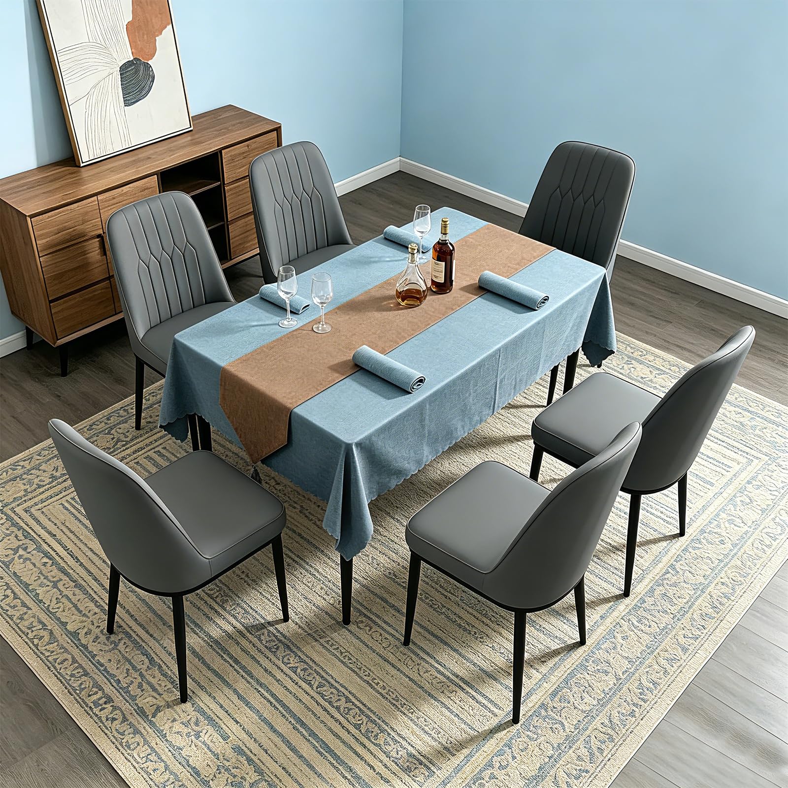 Durrafy Set di 6 Sedie da Pranzo,Sedie Imbottite Moderne in Ecopelle, Sedie con Robuste Gambe in Metallo, Adatte per sala da Pranzo, Cucina e Soggiorno, Grigio
