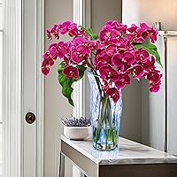 Vista 3 de Jarrón de vidrio para flores, jarrones de vidrio transparente azul para centros de mesa, jarrón de cristal para decoración de flores de mesa