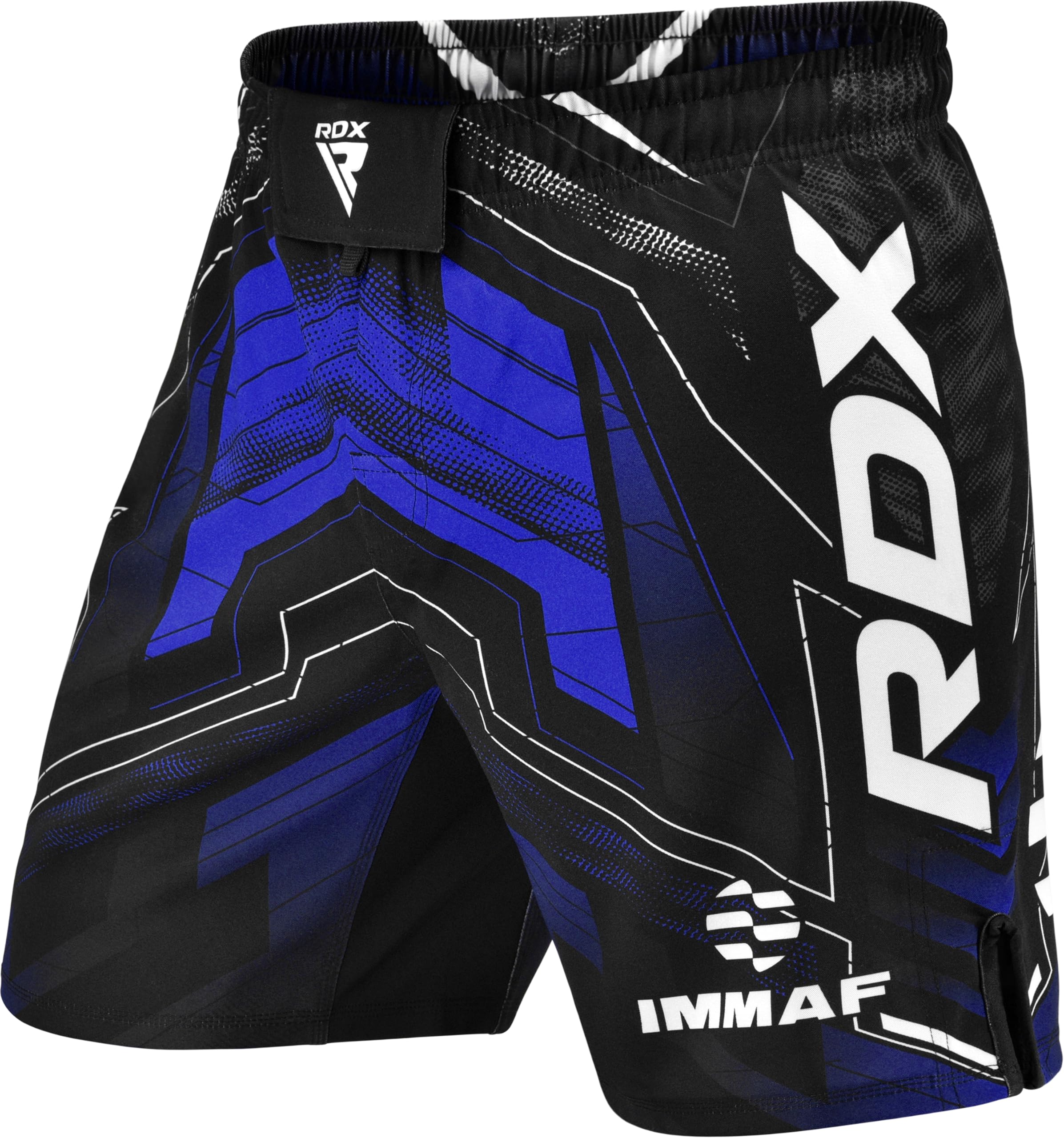 RDX Pantalones cortos de MMA aprobados por IMMAF, diseño de aberturas laterales, adecuado para boxeo, muay thai, kickboxing y entrenamiento de gimnasio