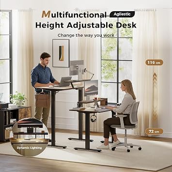 Agilestic Electric Standing Desk, Led & Plug, Movable Monitorstand, 120x80