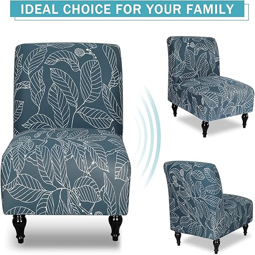 Miniatura 7 de Funda para silla sin brazos, elástica de elastano extraíble, antideslizante, para silla decorativa sin brazos, protector de muebles para sala de