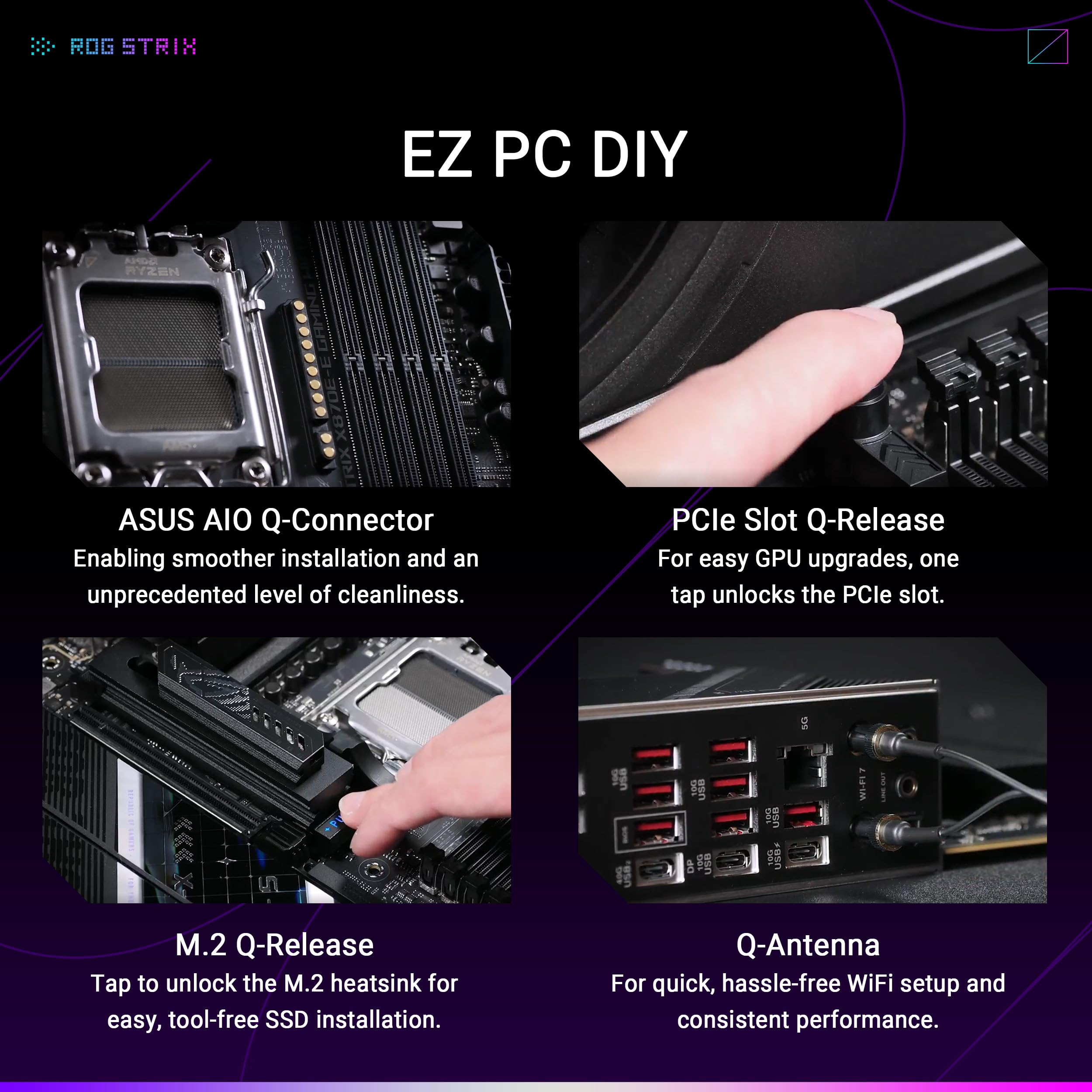 ASUS ROG Strix X870E-E Gaming WIFI7 NEO, carte mère AMD ATX, 18+2+2 niveaux d'alimentation, emplacements DDR5, cinq emplacements M.2, PCIe 5.0 avec prise en charge complète pour GPU nouvelle