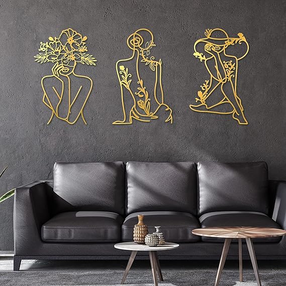 Mixweer 3 Pcs Gold Black Wall Decor Minimalist Metal Home