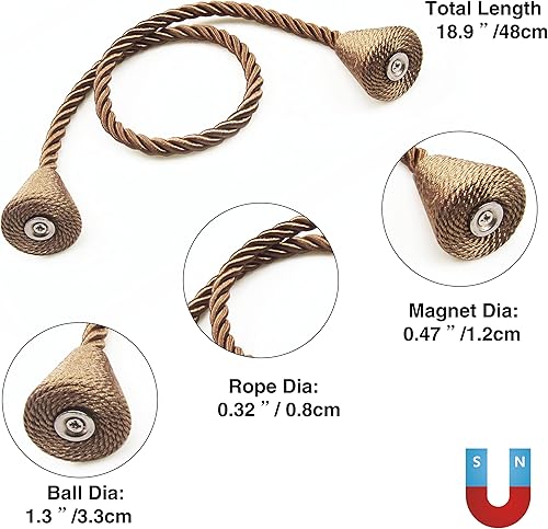 Miniatura 3 de Paquete de 4 alzapaños magnéticos para cortinas, modernos hechos a mano, cortinas decorativas, sujetadores de tejido para decoración de ventana,