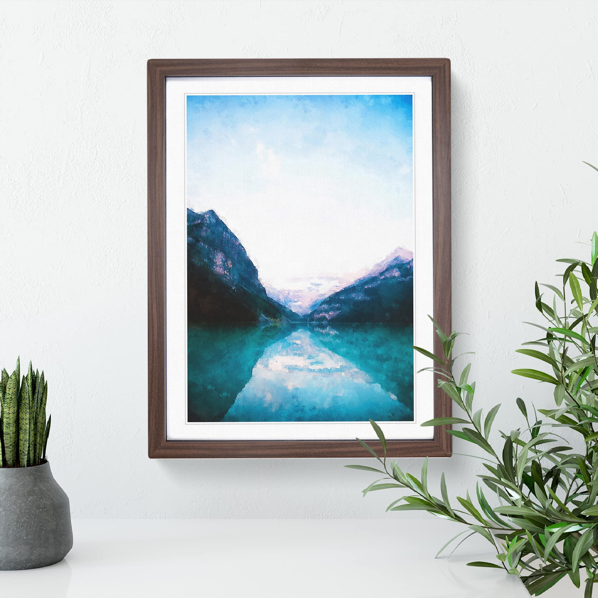 Lake Louise In Canada Abstract Painting Modern Framed Wall Art Print - Image 2
