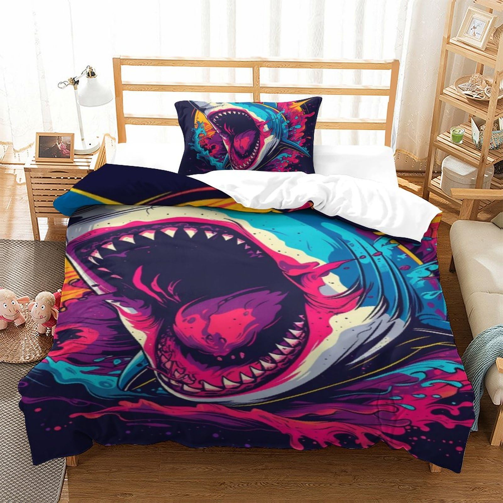 Housse de couette 2 pièces requin pour une chambre adulte cosy