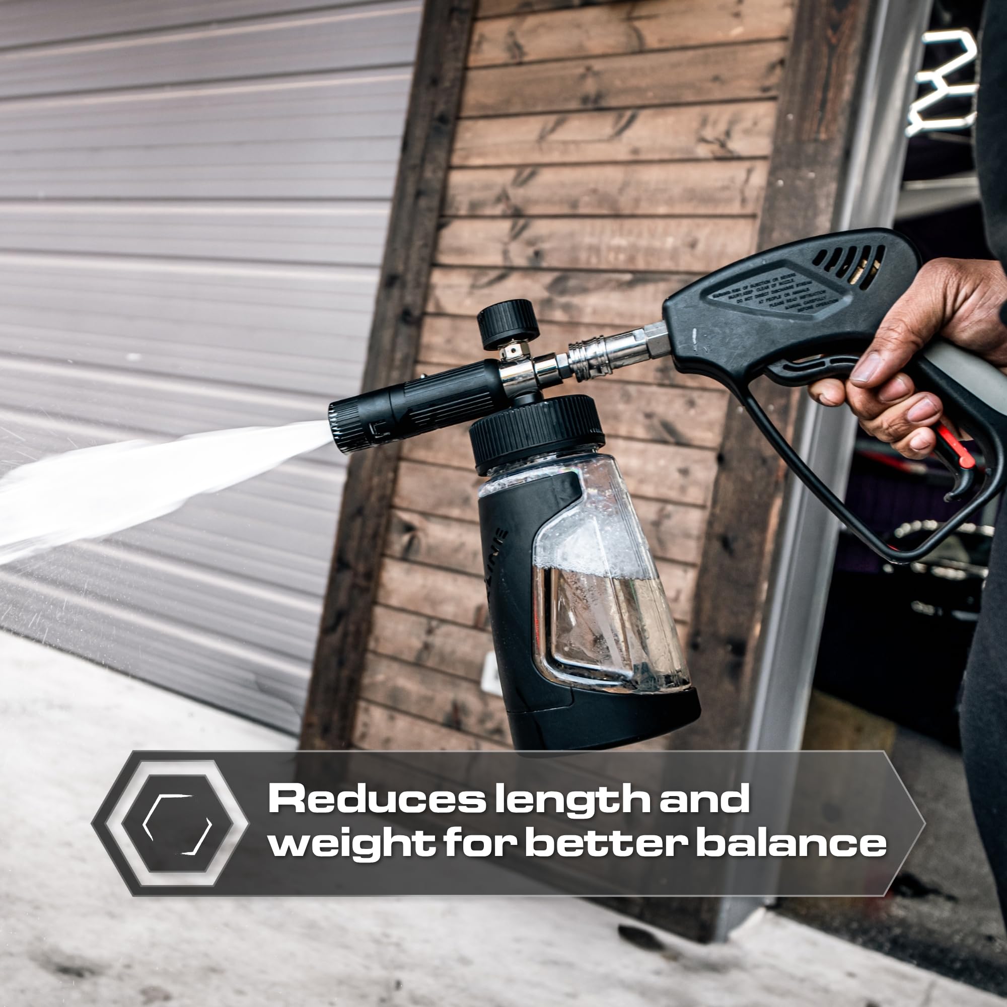 Blackline Snub Nose - Pistola de lavado a presión de nariz de 5000 PSI con accesorios modernos de conexión rápida