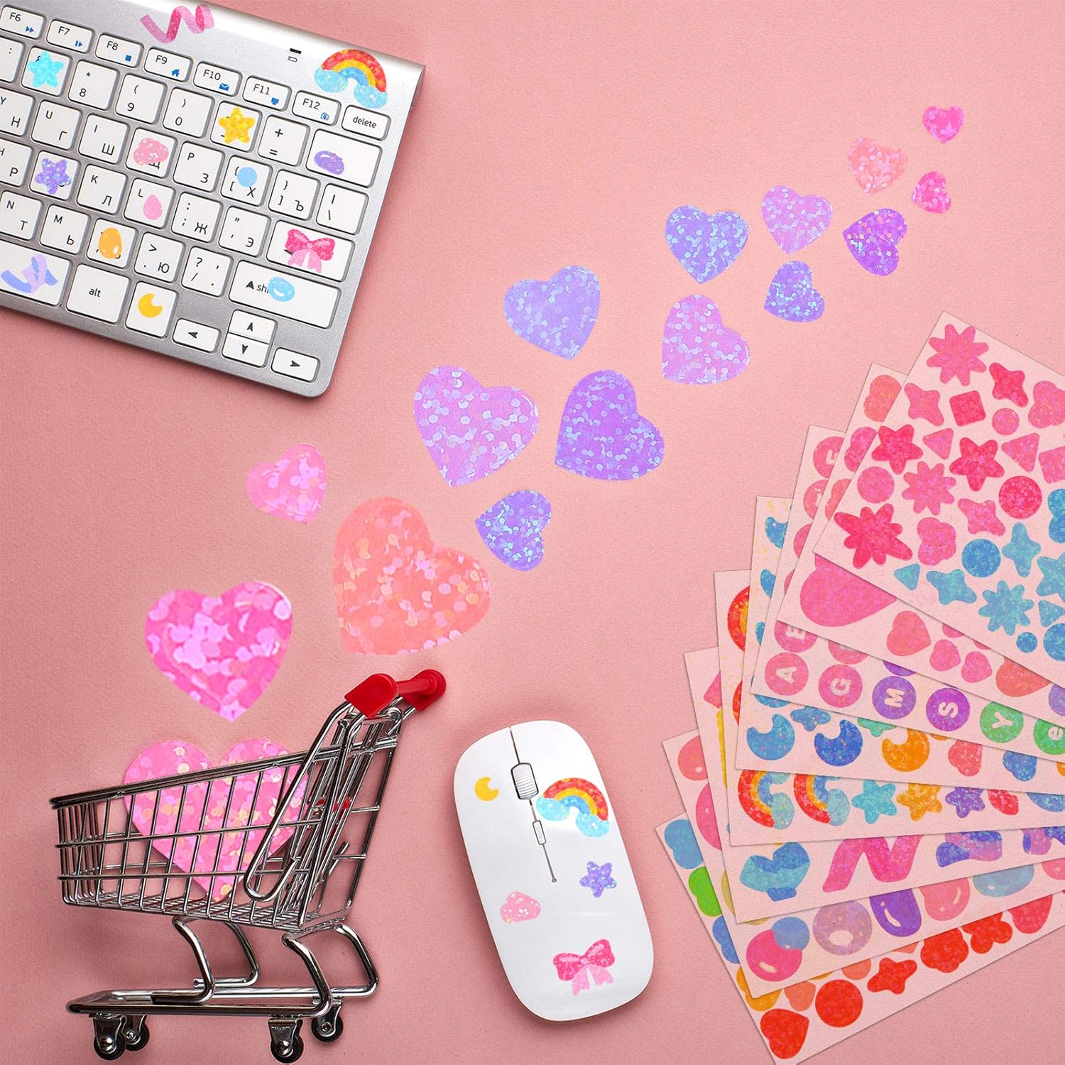 8 Sheets Colorful Stickers Self-Adhesive Stickers DIY Scrapbooking Stickers Decorative Craft Stickers for Arts Greeting Cards Scrap Books Home Decoration (Rainbow Style) : Arts, Crafts & Sewing