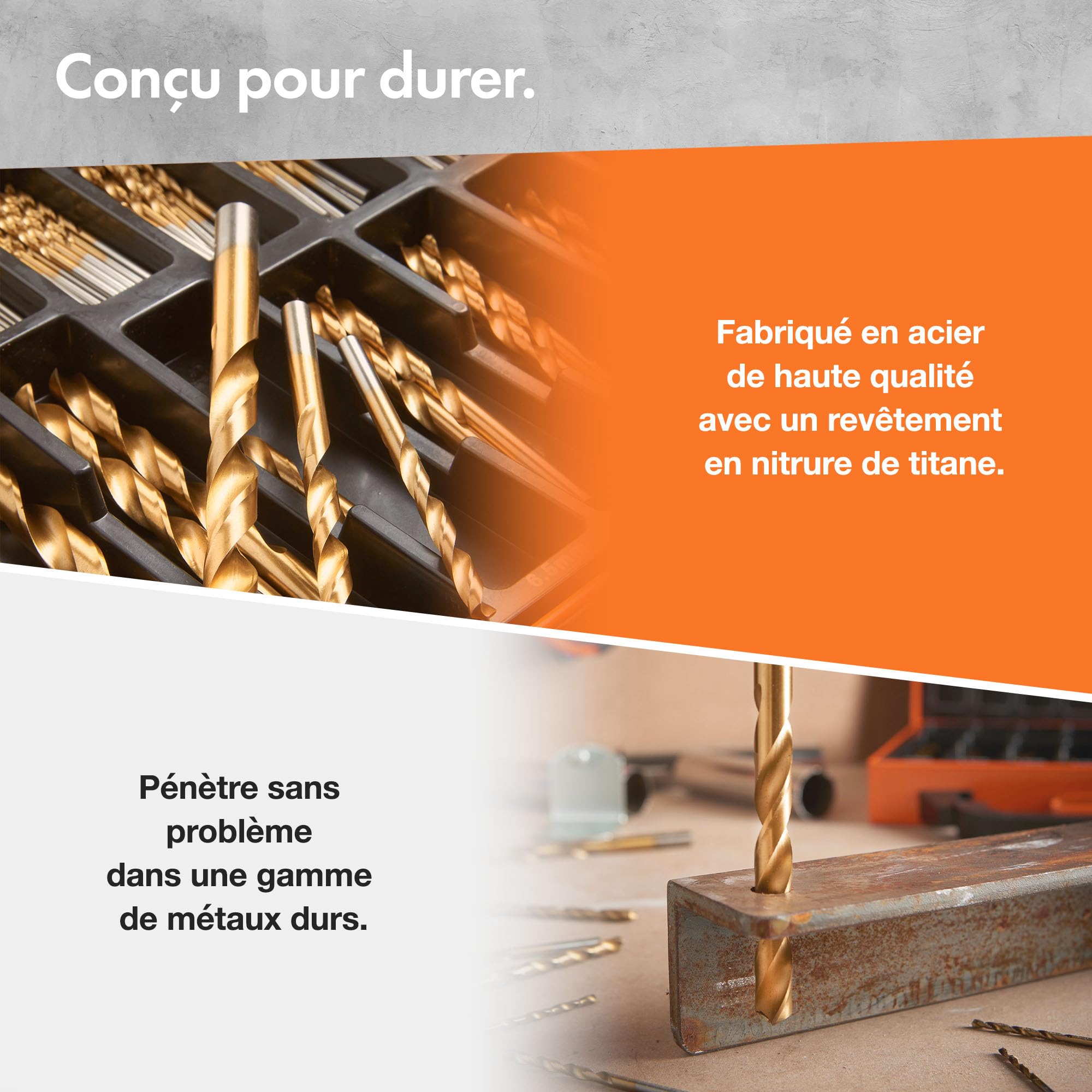 VonHaus Jeu de forets à Métaux avec Mallette de Transport - Coffret Forets Métaux - 99 Forets en Acier Rapide de 1,5 à 10 mm avec revêtement en titane - Pour Percer le Bois, la Maçonnerie et le Métal