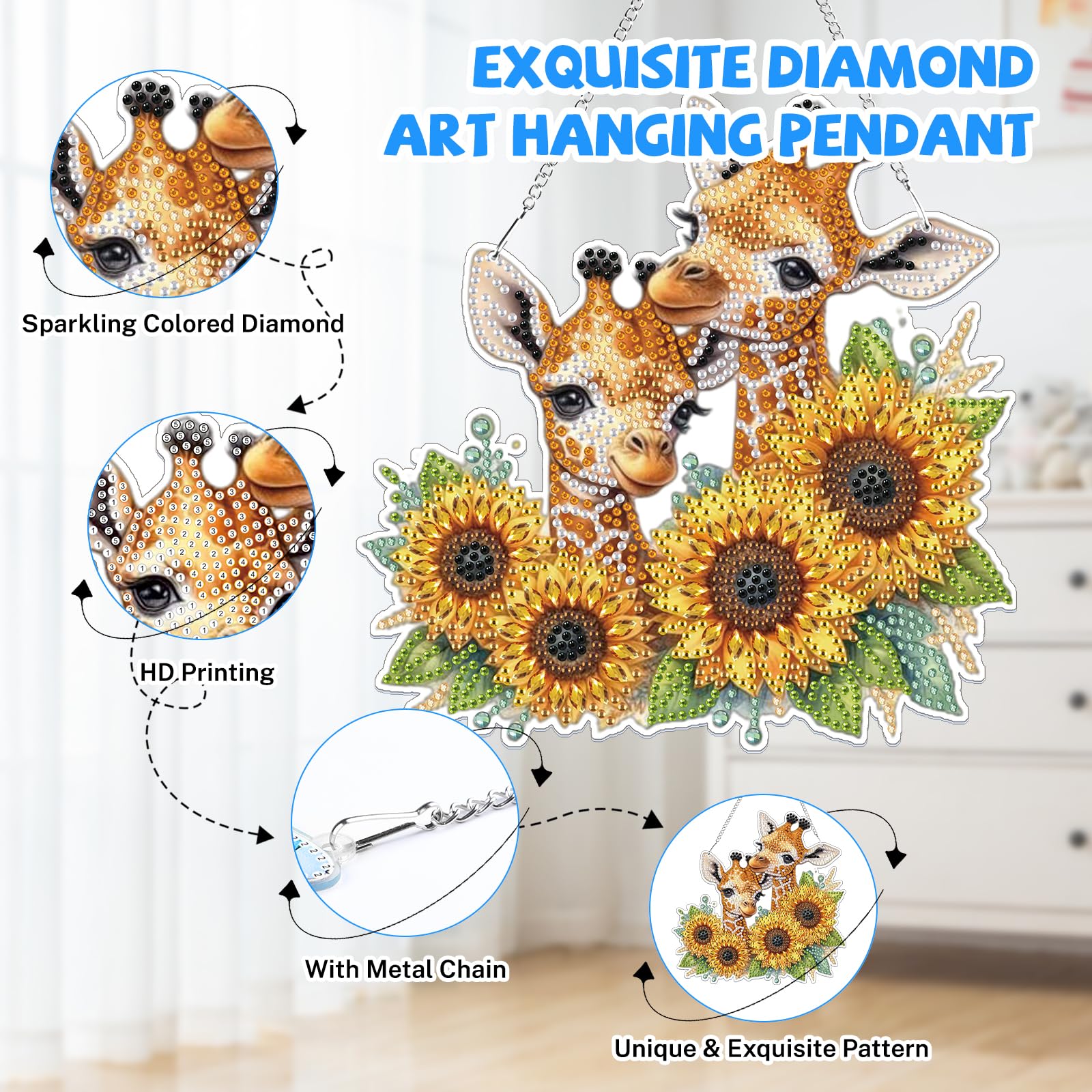 Lxmsja Ornements à suspendre avec chaîne, kits de peinture diamant de forme spéciale pour adultes, débutants, enfants, kits d'art avec pendentif en diamant pour décoration murale de maison, cadeaux de