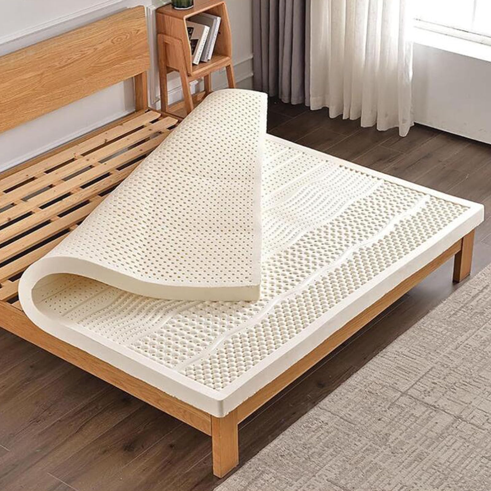 Miękki i gruby lateks 2,5 cm, przyjazny dla skóry dzianinowy pokrowiec, design, 100 cm x 200 cm, idealny do wygodnego snu i wsparcia