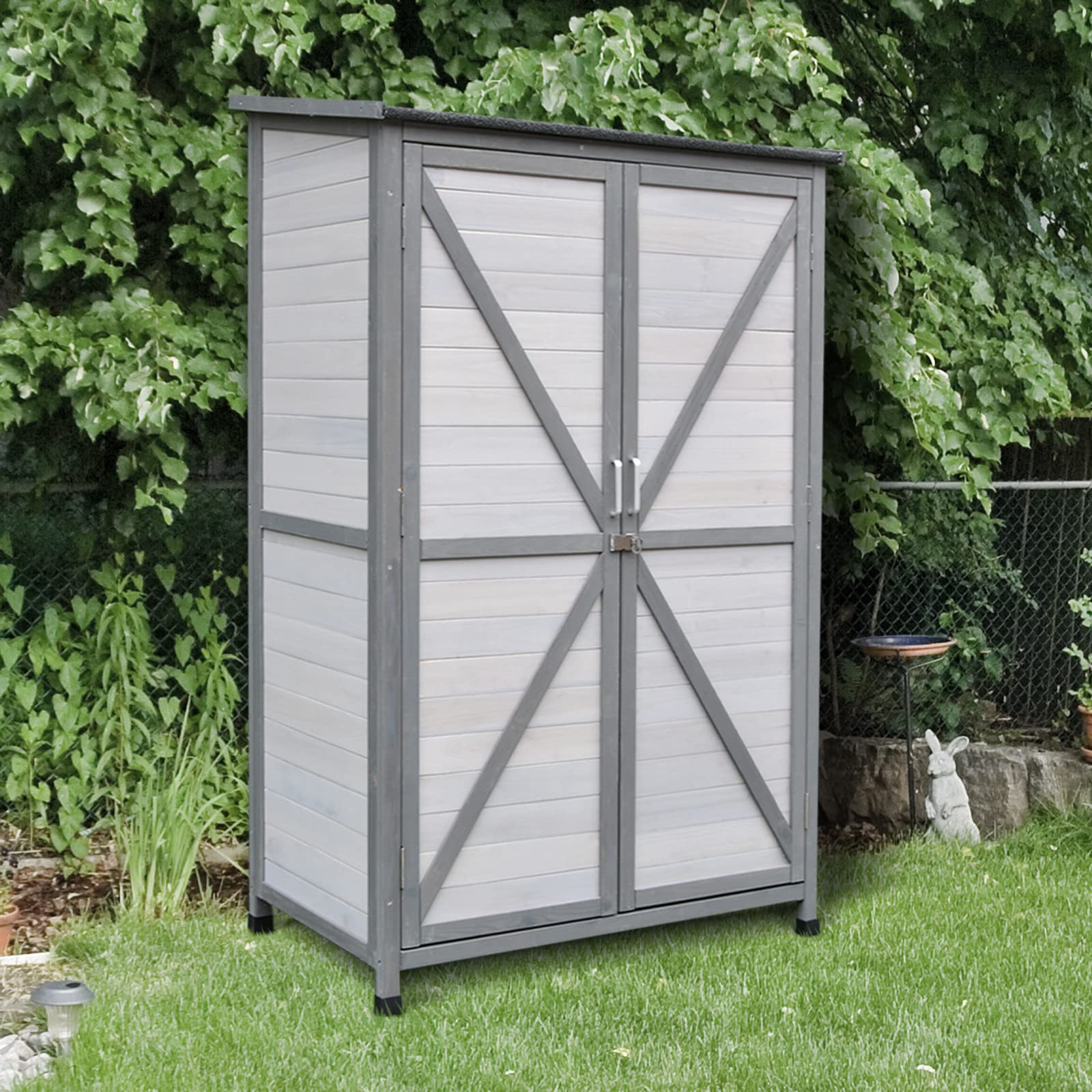 Buy Outsunny Garden Shed Wooden Garden Storage Shed 160H x 100L x 60Wcm