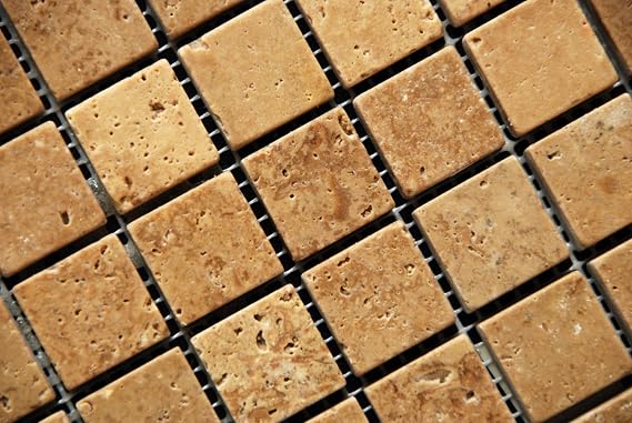 Noce 1 X 1 Travertine Tumbled Mosaic Tile