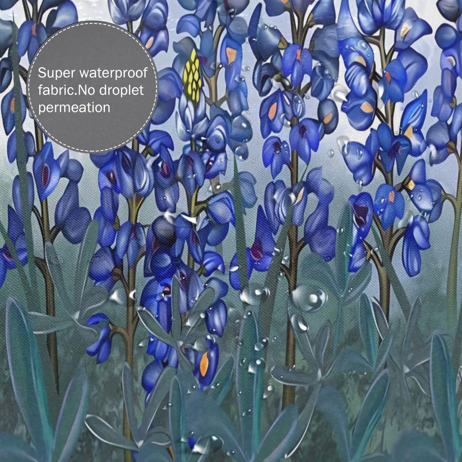 Bathroom Shower Curtain,Blue Flowers Texas Bluebonnet Shower Curtain Bath Decor Waterproof Bathroom Curtain 72x72 Inches
