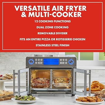 Emeril Lagasse Dual Zone 360 Air Fryer Oven Combo with French Door, 25 QT Extra Large, Cook Two Foods in Different Ways, Up to 60% Faster from Frozen to Finish