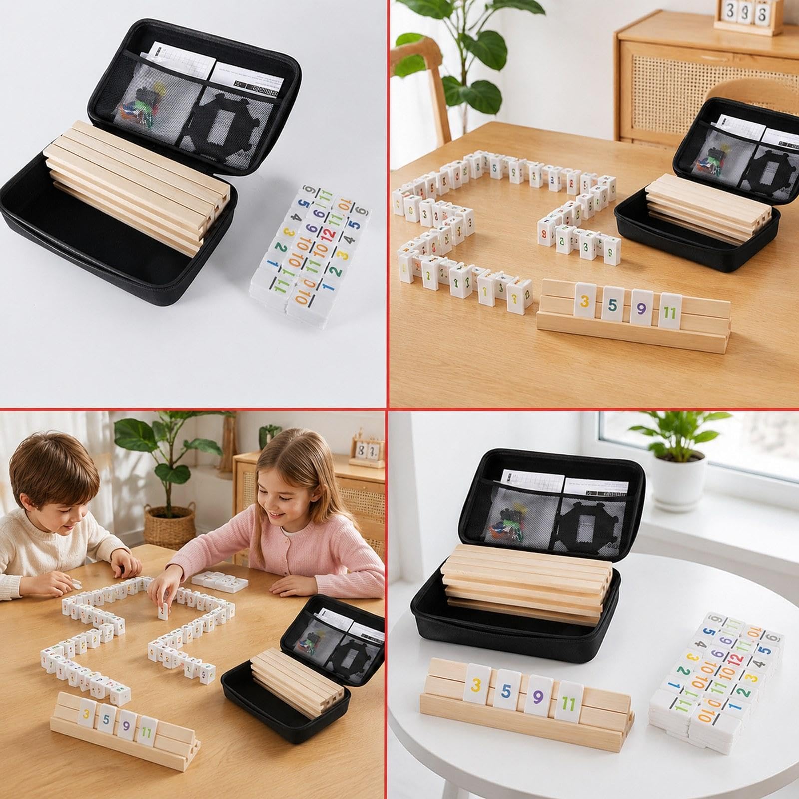 91 Piezas Juego de Dominó Clásico para Adultos Niños Entrenamiento de Pensamiento Lógico Bloques de Construcción Educativo Material Madera Adecuado Pa, Número de Fichas 91