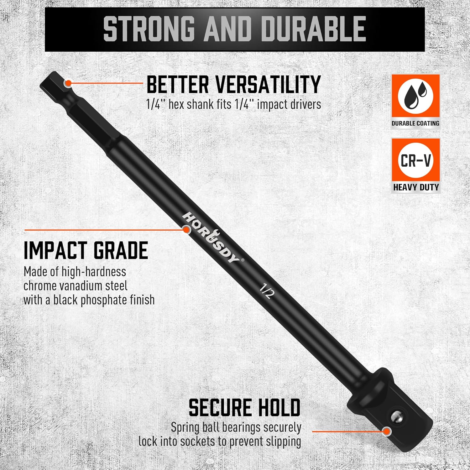 HORUSDY Impact Drill Socket Adapter Set and Universal Joints Socket Set 9-Piece 1/4" 3/8" and 1/2" Driver Socket Adapter, Power Drill - Image 5