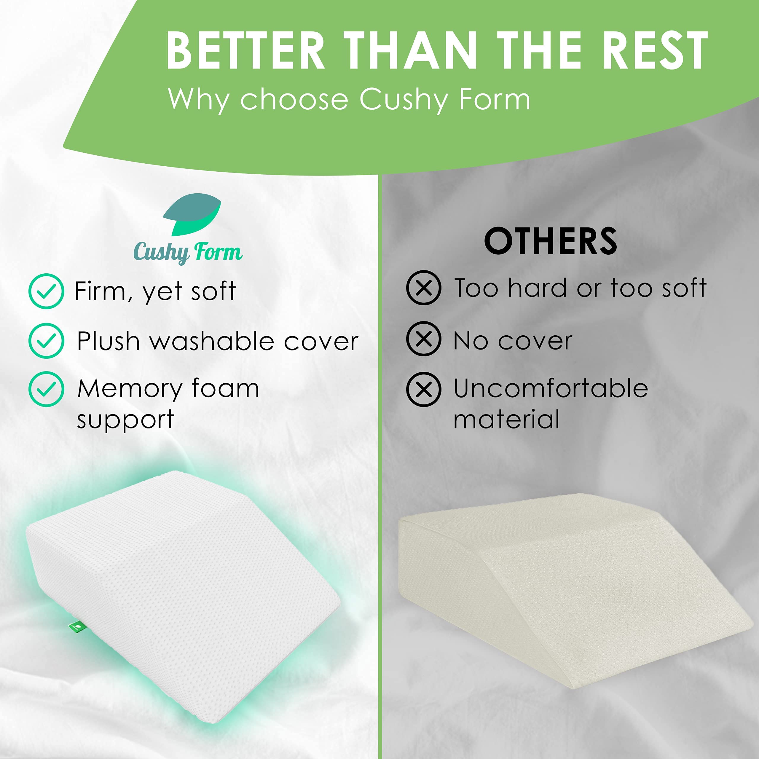 Cushy Form Leg Elevation Pillow 8 Inch Wedge Pillows for Legs