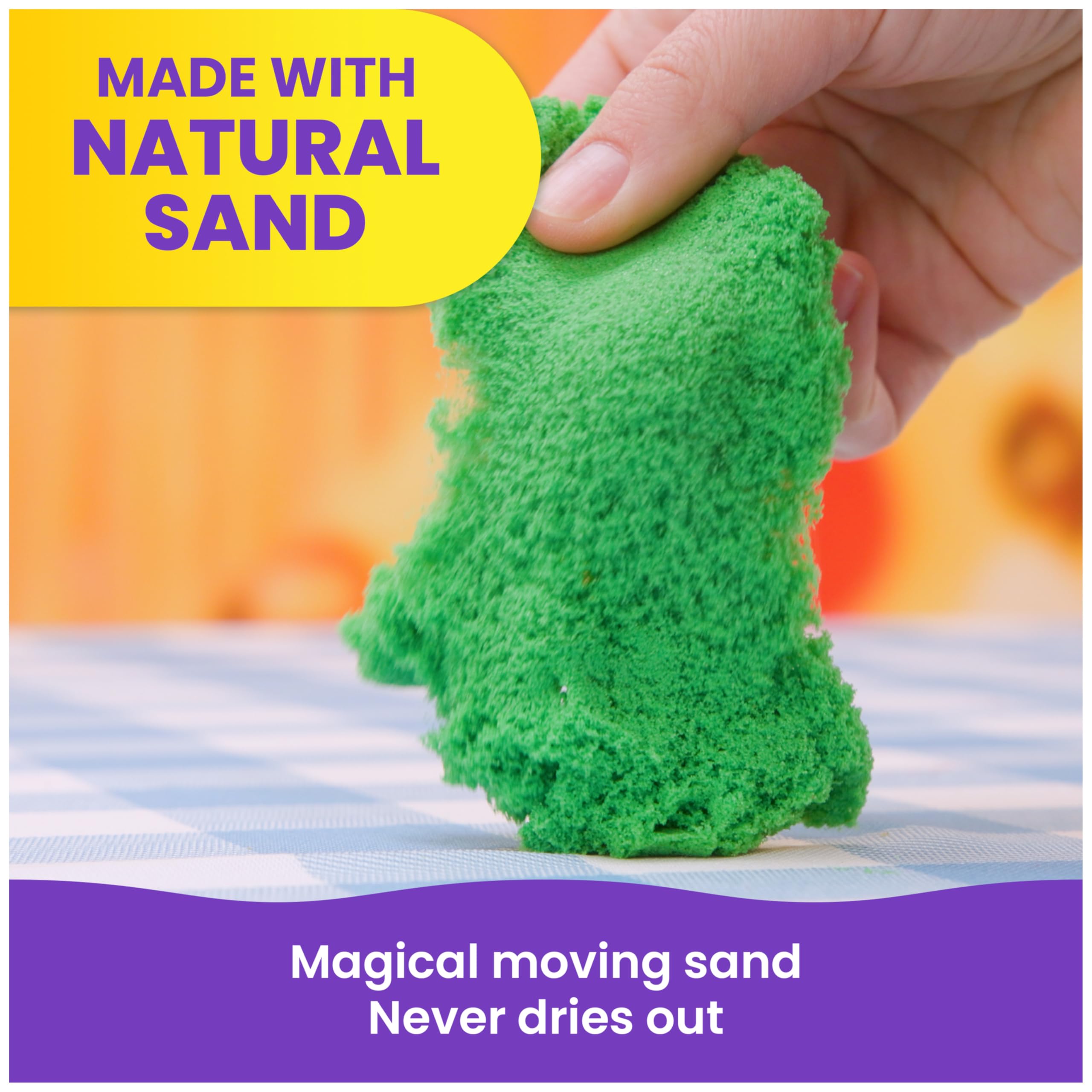 Kinetic Sand, zestaw SquishPizza Rising Pizza z 450 g piasku do zabawy i 5 narzędziami, zabawki dla dziewczynek i chłopców w wieku od 5 lat