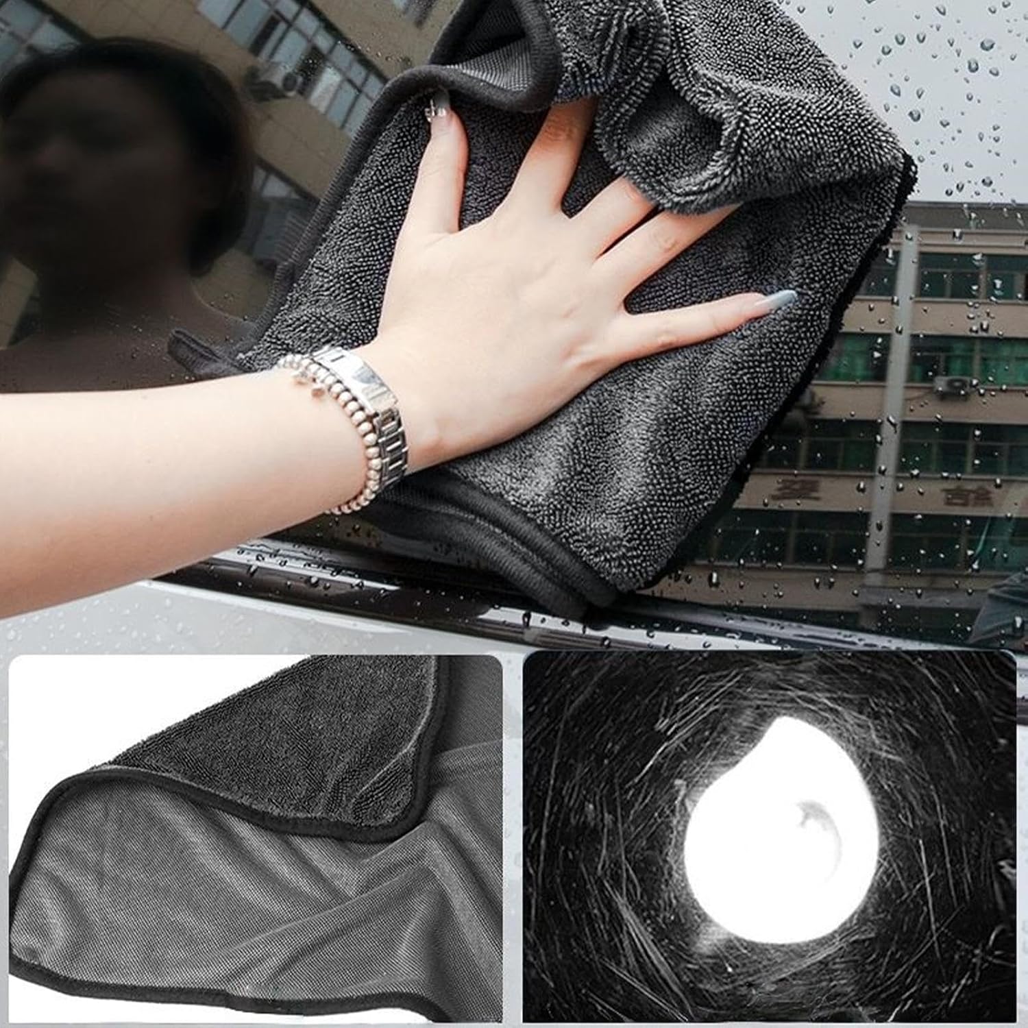Car Wash Drying Towels - Microfiber Super Absorbent | With Lint Free Detailing Towels For Car, Automotive, Window, Glass, Windshield, Interior And Exterior Use