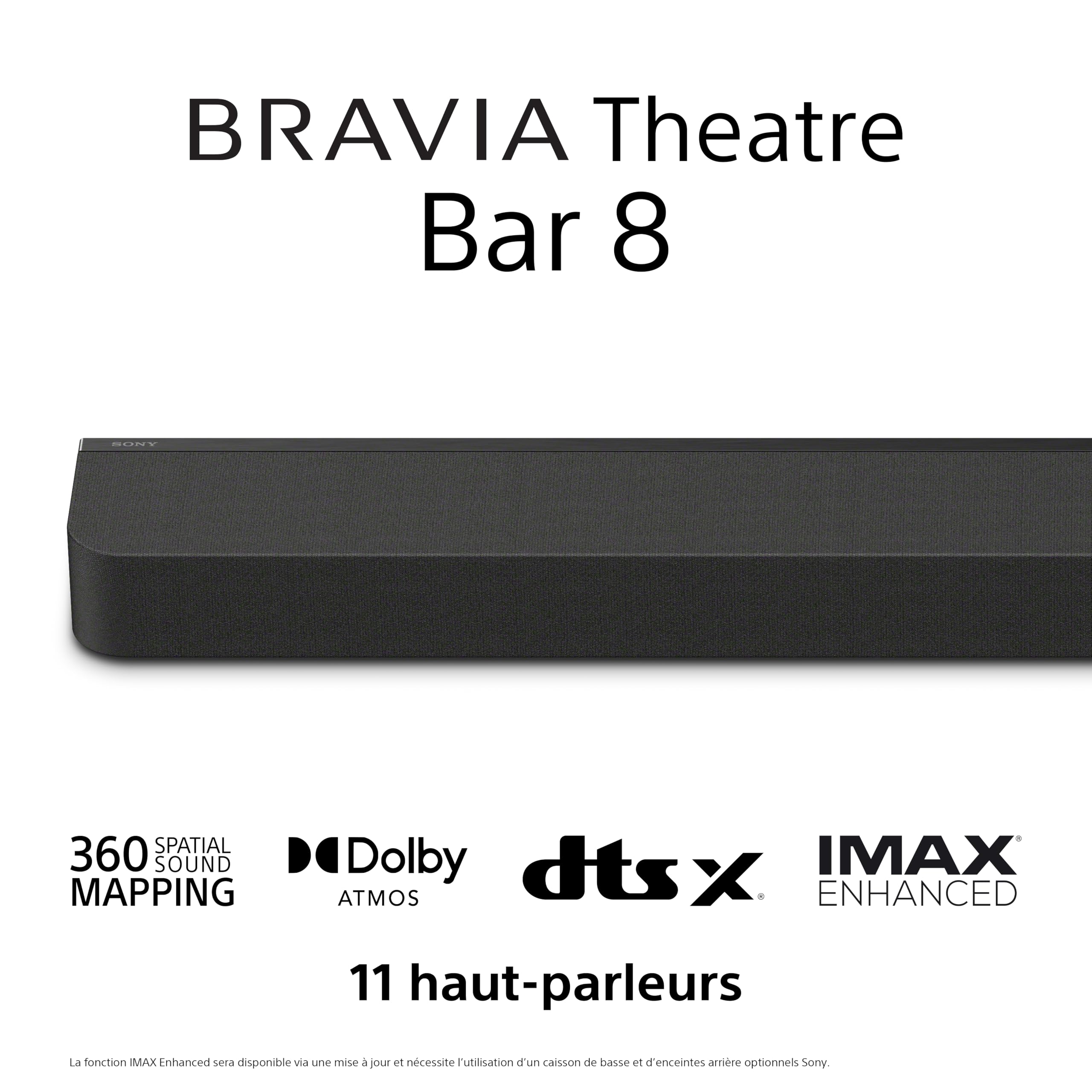 Sony BRAVIA Theatre Bar 8 – Barre de Son TV Dolby Atmos®, 11 Haut-parleurs, Wi-FI®, Bluetooth®, 360 Spatial Sound Mapping, Modèle 2024