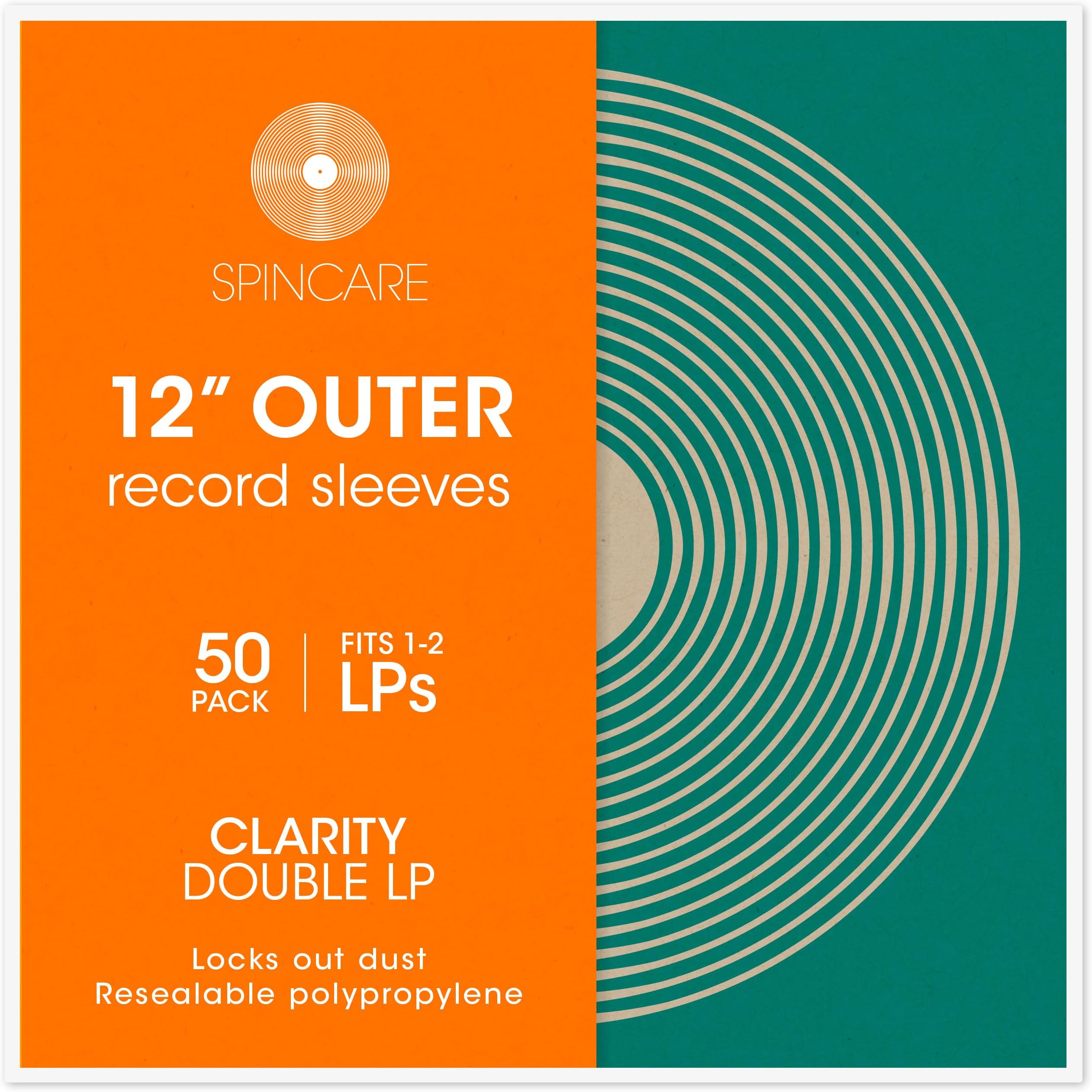 Clarity 12" Super Clear Gatefold Resealable Outer Vinyl Record & LP Blake Sleeves Covers (Pack of 50)