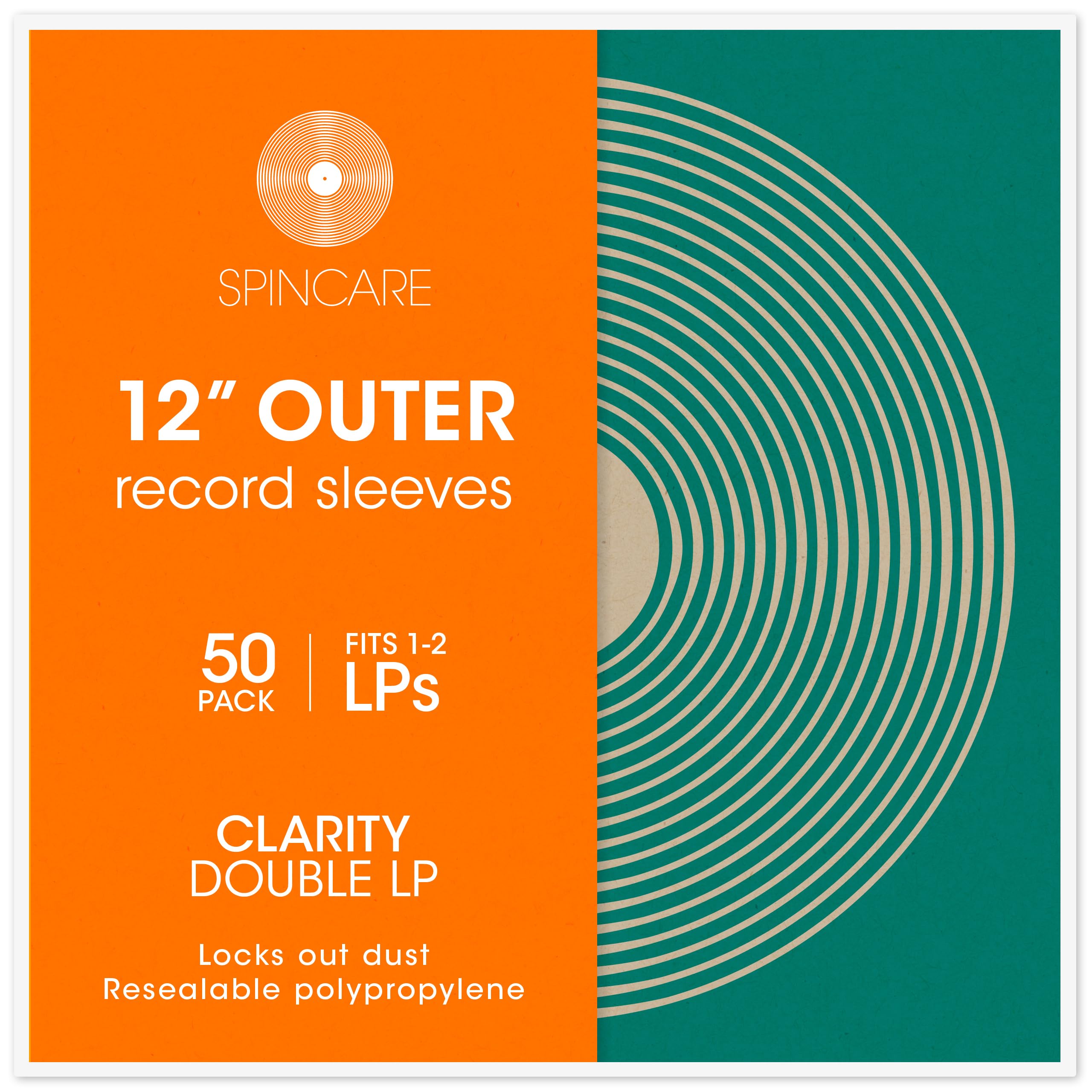 Clarity 12" Super Clear Gatefold Resealable Outer Vinyl Record & LP Blake Sleeves Covers (Pack of 50)