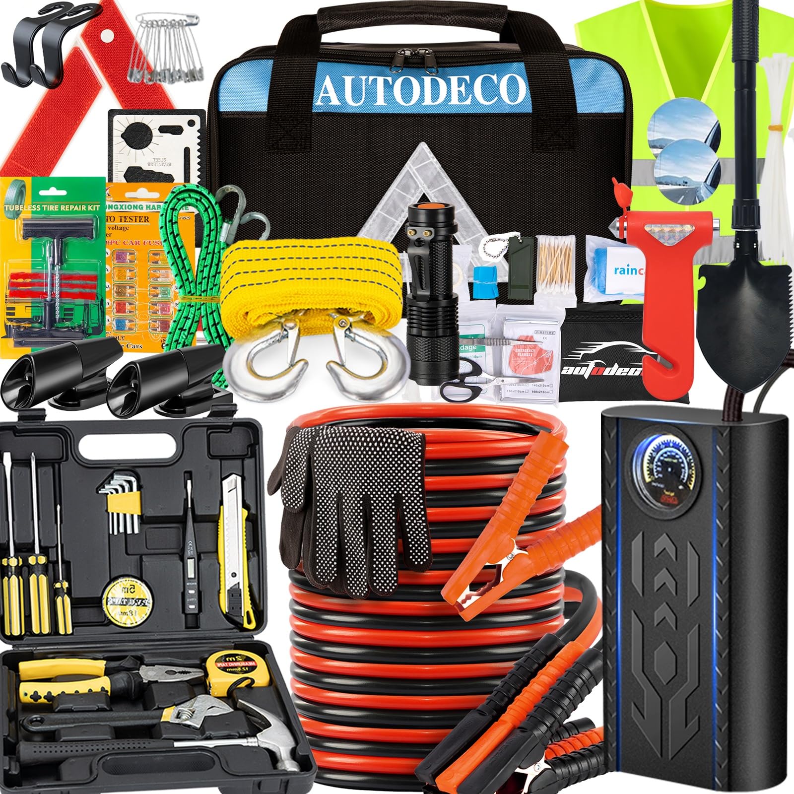 Kit di emergenza per auto, 105 pezzi