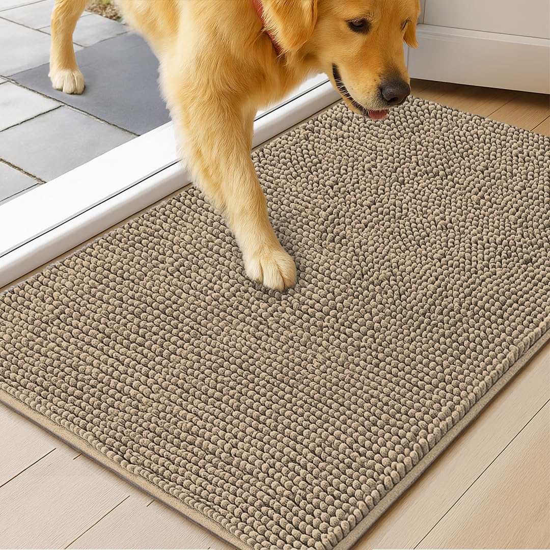 MudGuard Mat™ Dog Door Mat for Muddy Paws, Super Absorbent Microfiber, Non-Slip Indoor Mat, Quick Dry Chenille Mud Mat for Dogs & Entryway, Washable,
