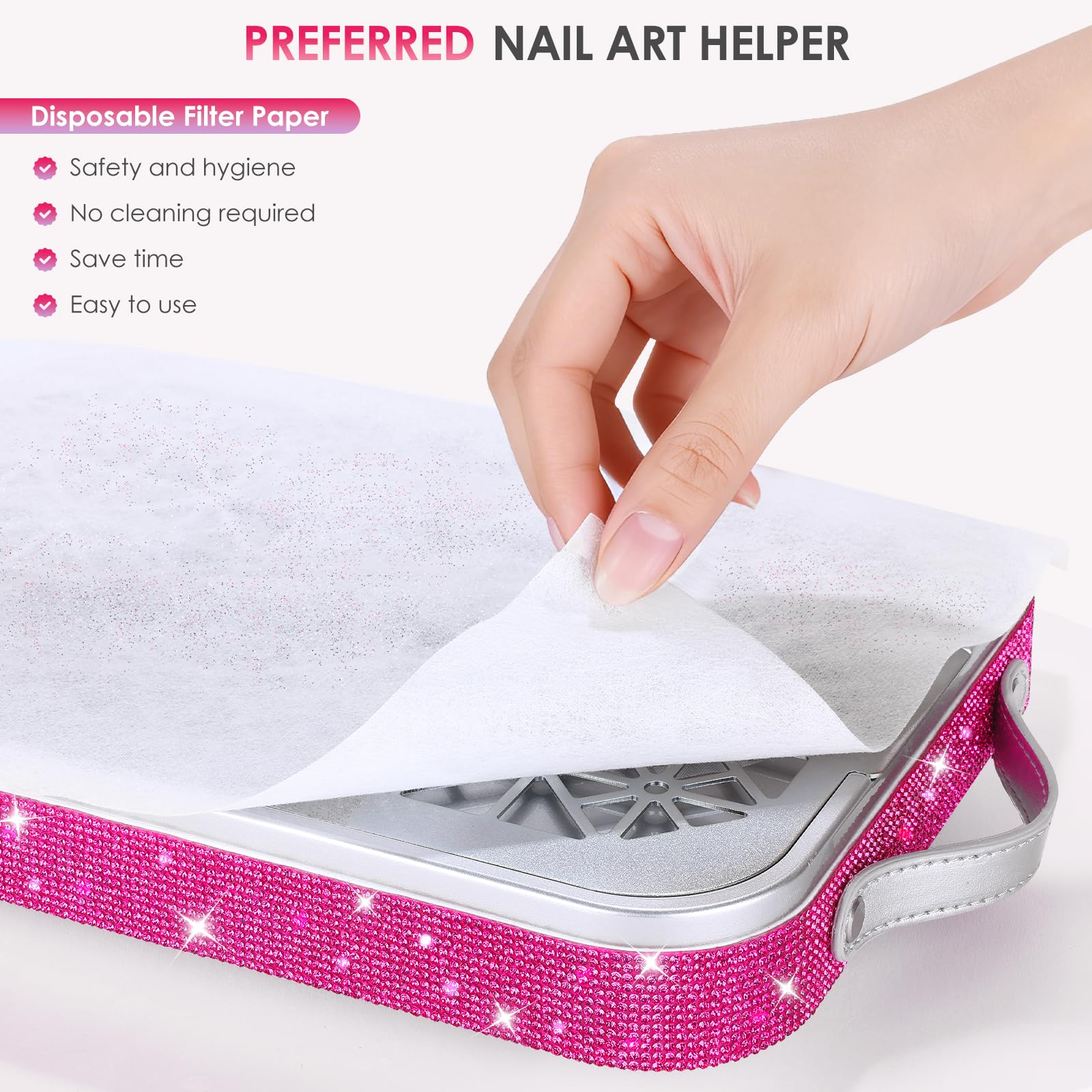 Professioneller Nagelstaub-Sammler, 2000PA leistungsstarker Nagelstaub-Vakuum-Extraktor mit 45 Einweg-Filterpapieren, für Acrylnagellacherung & Maniküre im Nagelsalon & Home DIY