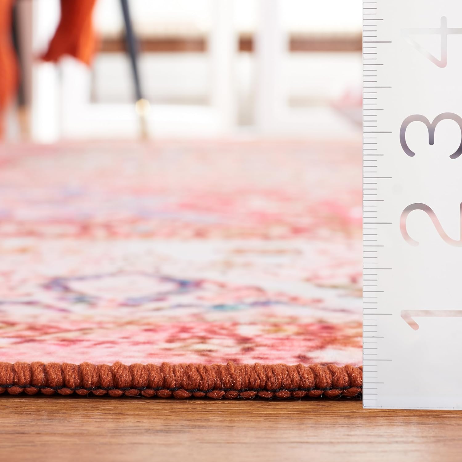 SAFAVIEH Washable Rug Tucson Collection - 8' x 10', Rose & Beige, Slip Resistant & Easy to Clean, Ideal for Living Room, Bedroom, Dining Space (TSN122R)