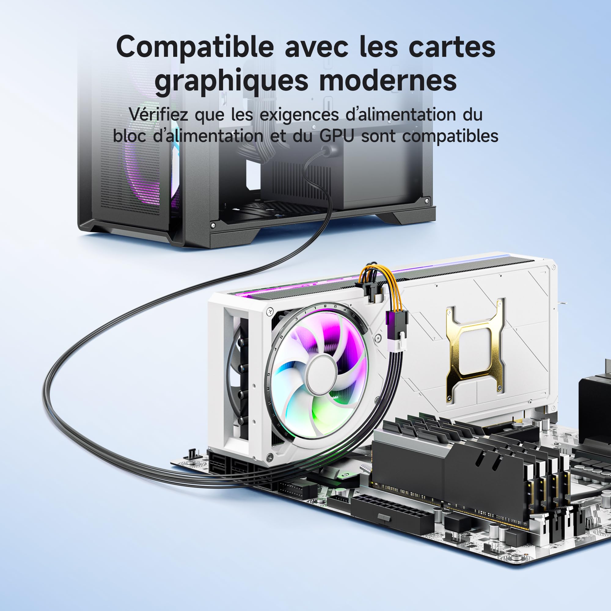Cable Matters Câble Adaptateur d'alimentation PCIe 6 Broches à 8 Broches de Ensemble 2 Pièces - 10cm