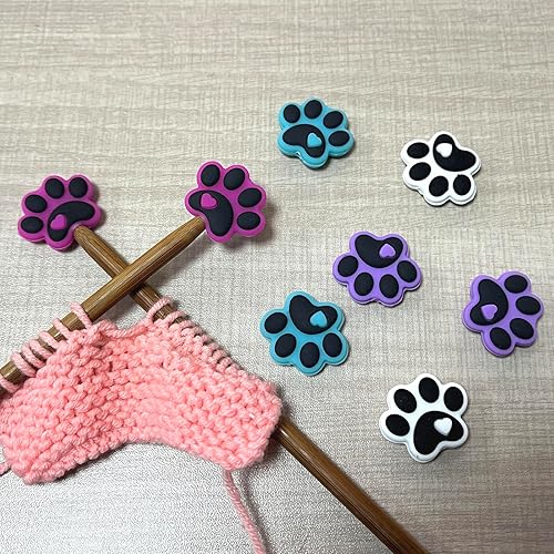 Miniatura 3 de SPANSEE 8 tapones para agujas de tejer con patas de perro, protectores de punto de aguja de tejer, tapas de aguja de tejer, herramientas de tejer,