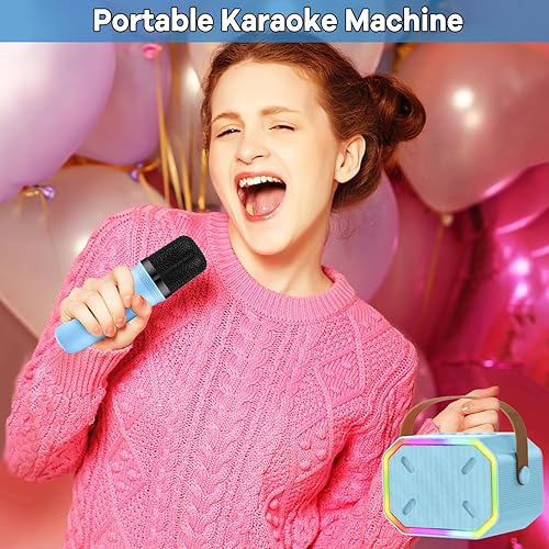 Miniatura 4 de Máquina de karaoke para niños Micrófono canto Mini micrófono de karaoke portátil Bluetooth para niños y niñas pequeños adultos azul