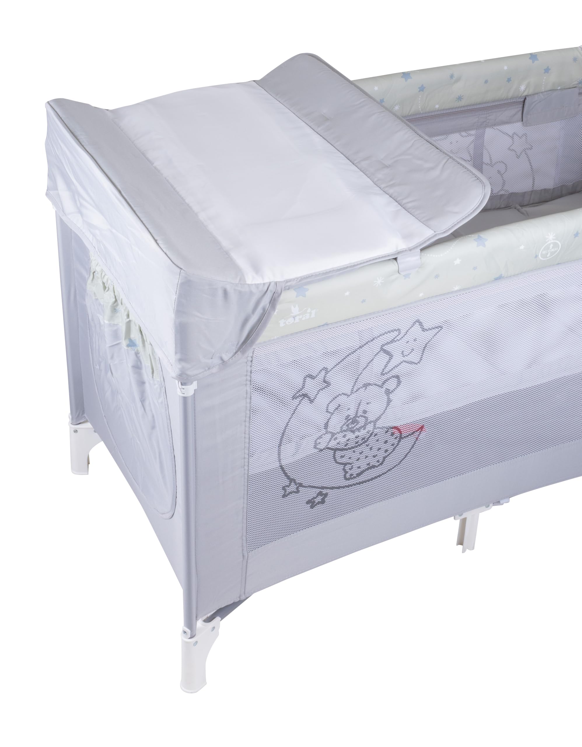 TORAL Cuna de Viaje Bebe con Colchon - Parque Cuna Bebe 2 en 1, Cuna Viaje Bebe Plegable y Seguro, Ideal para Casa y Viaje, Práctico Parque Infantil para Dormir y Jugar Modelo Pretty+ con Cambiador