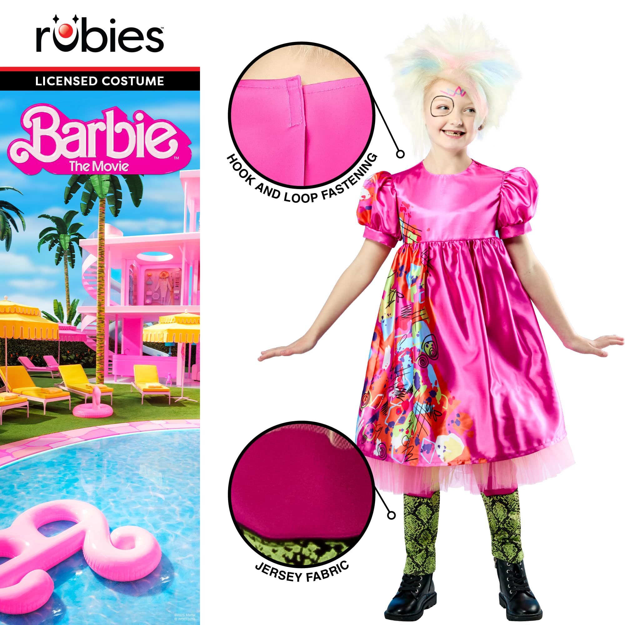 Rubies Official Weird Barbie Girls Costume, Kids Fancy Dress, Size Age 9-10 Years Halloween, Multicoloured - Image 2