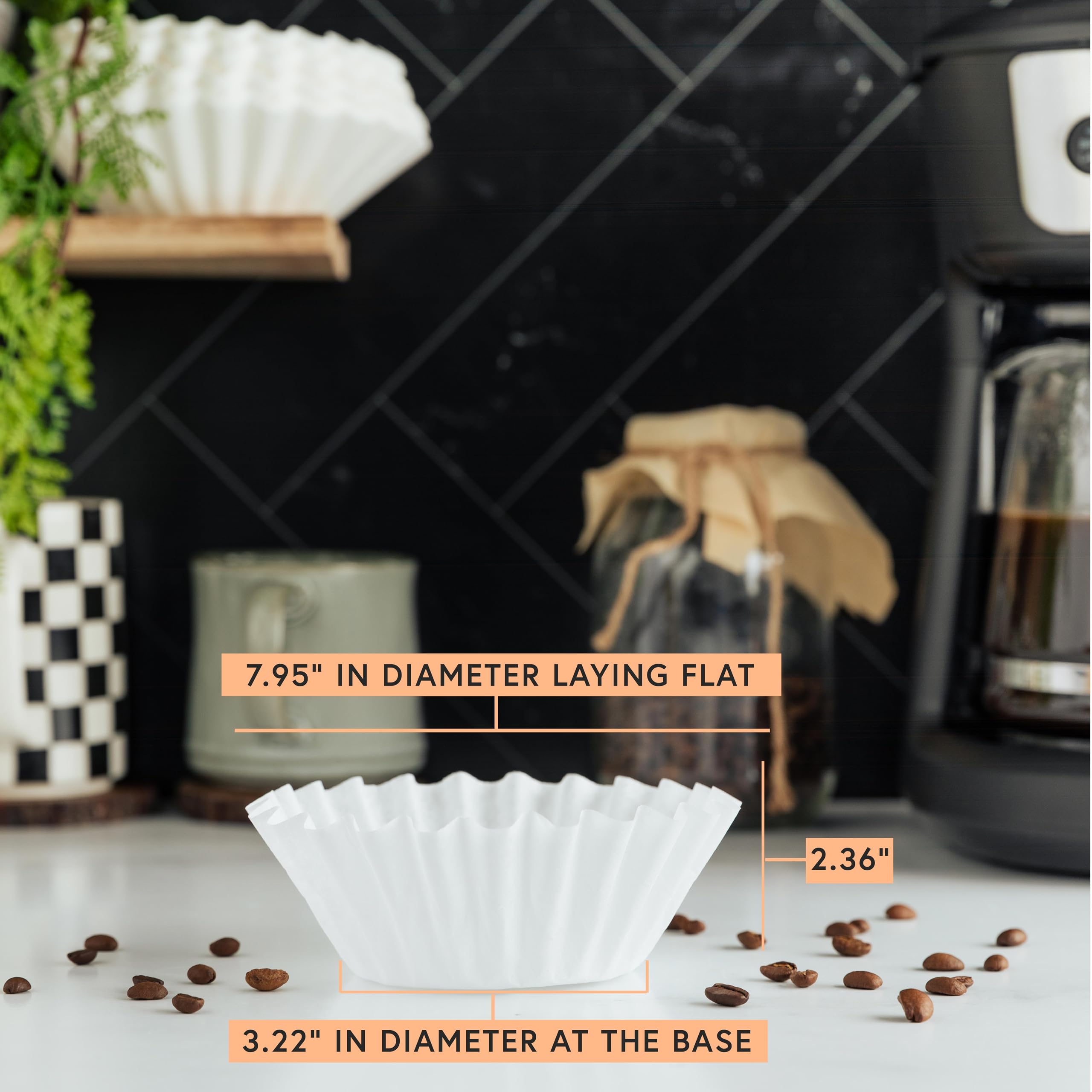 Kaffeefilter, 8-12 Tassen, 700 Stück, Korb-Stil, weißes Papier, chlorfreier Kaffeefilter, hergestellt in den USA