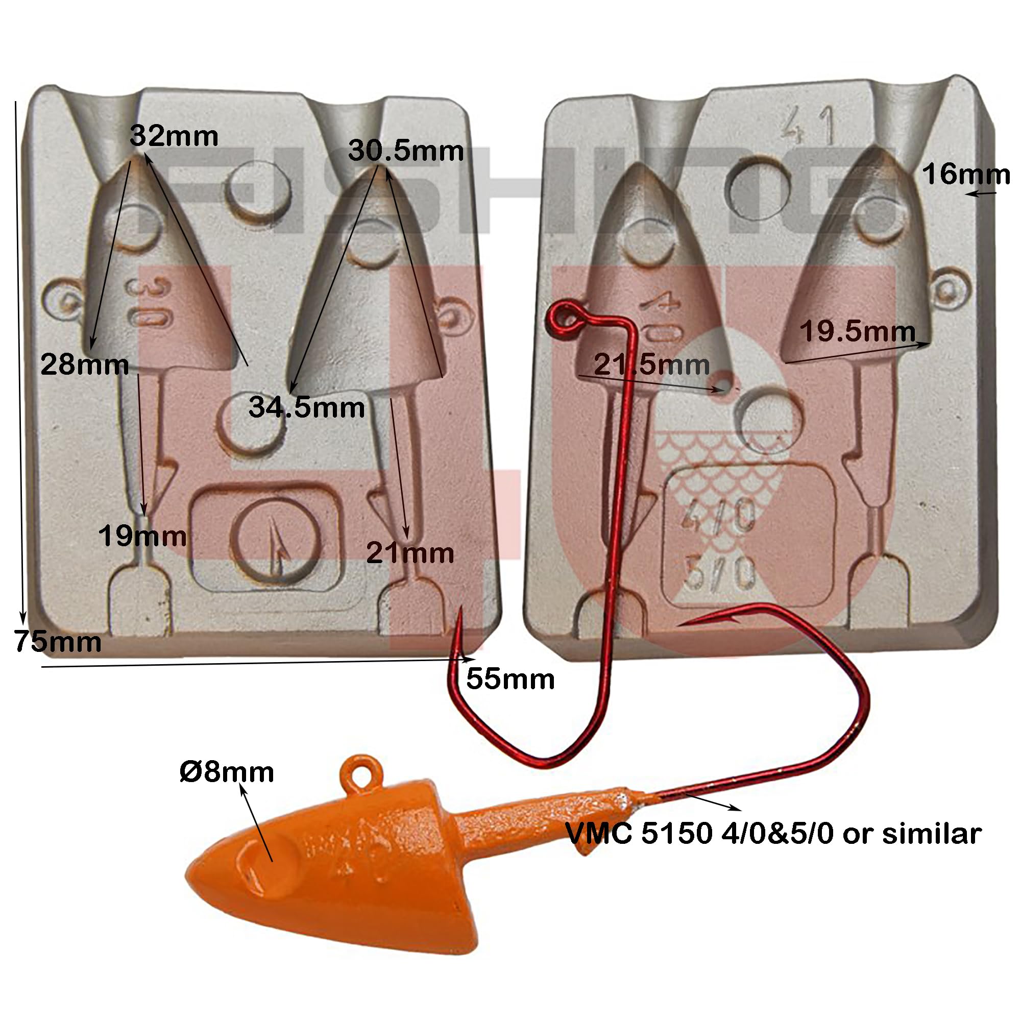 FishHead Jig Fishing Mold 30-40g_shore, barca e tutti i predatori