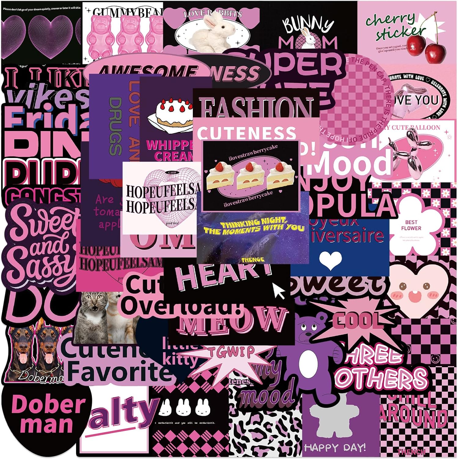 100Pcs Y2K Stickers Pack for Girls Teens Adults.Cool Trendy Aesthetic Waterproof Vinyl Stickers for Scrapbook Journal Water Bottle Laptop Skateboard Party Supplies image 2