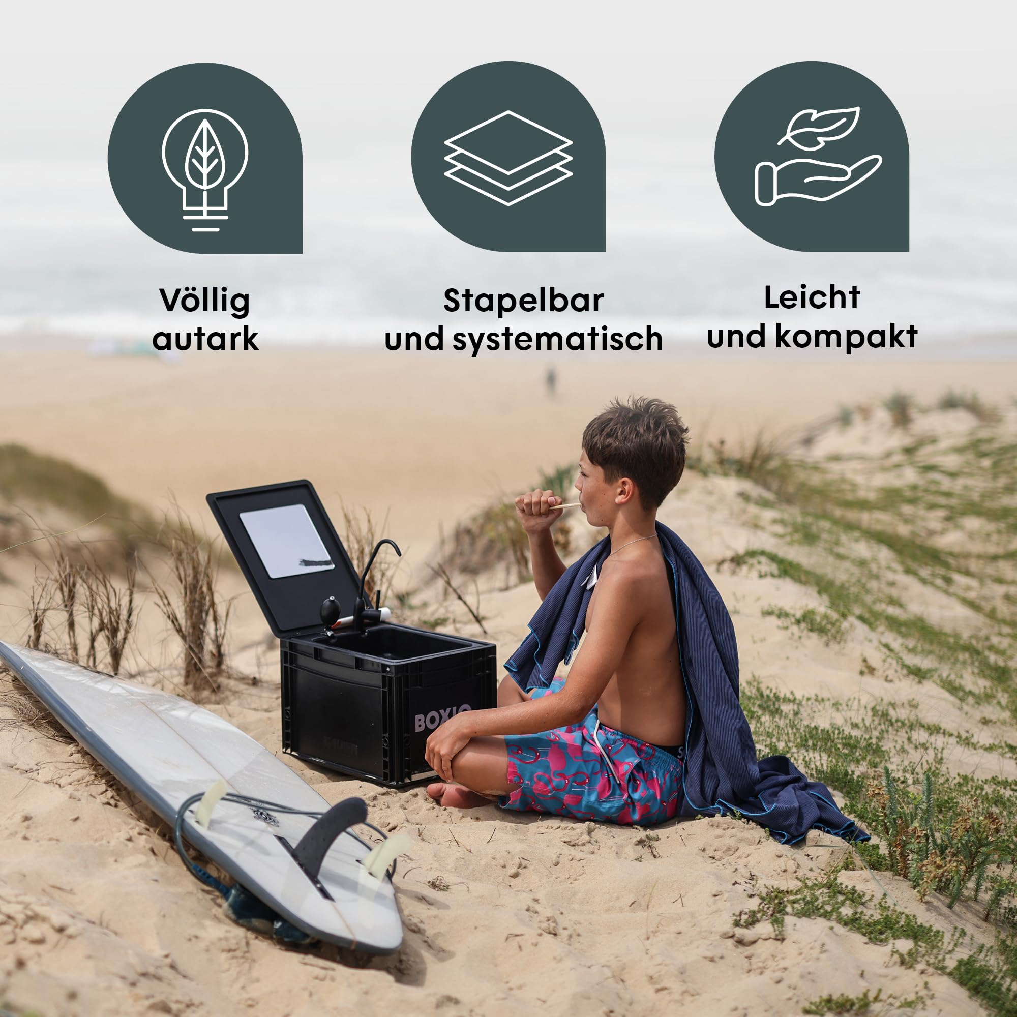 BOXIO - Sanitary Edition: Mobiles Camping Badezimmer All-in-one Lösung