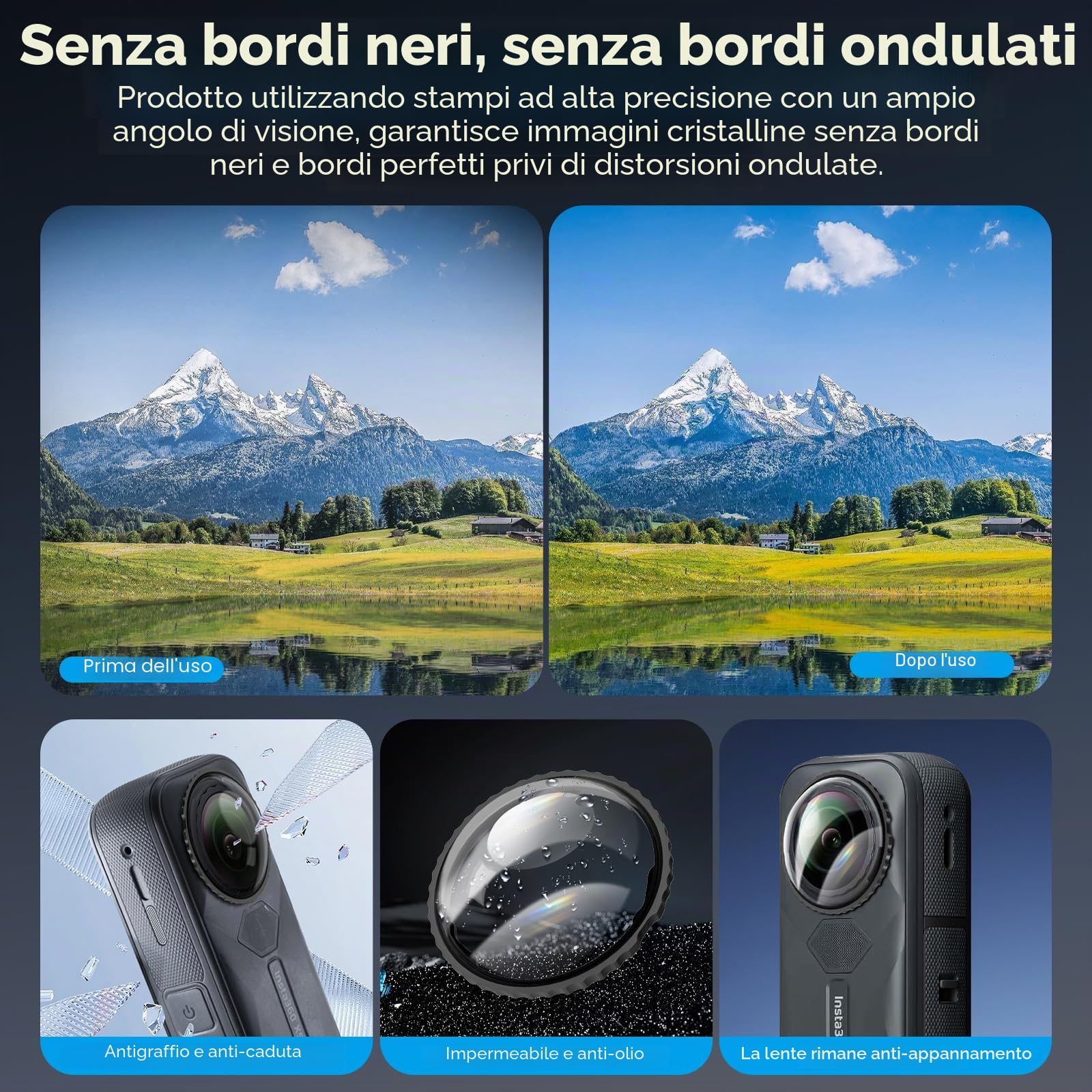 REYGEAK Filtro UV per insta360 X5, doppio rivestimento multistrato, telaio in alluminio multi-rivestito HD Optical Glass protezione standard (UV)