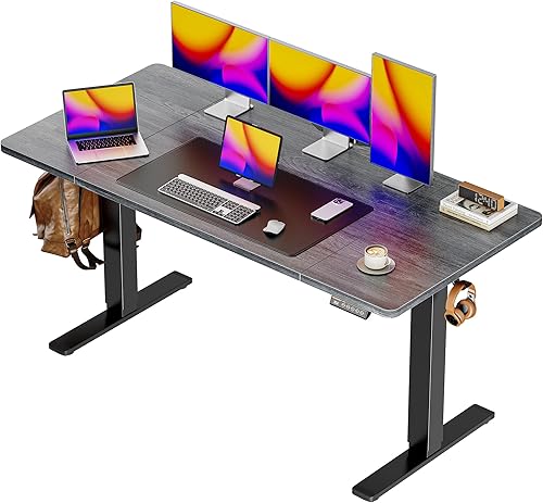 Huuger Escritorio Eléctrico de Pie Grande de 55 x 28 pulgadas, Escritorio de Altura Ajustable, Escritorio de 27.6" de Profundidad, Escritorio de