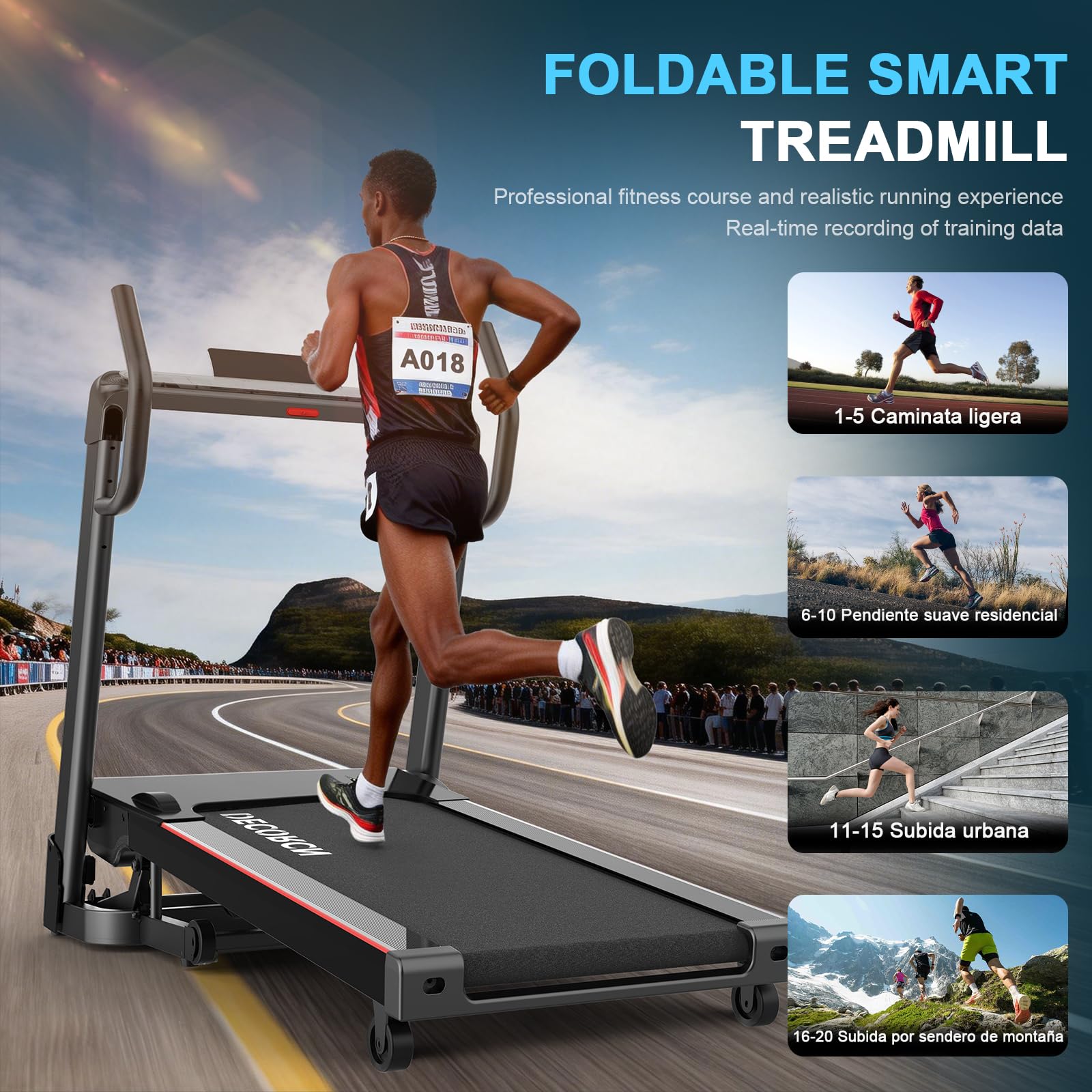 Profi Laufband für Zuhause Klappbar, Laufbänder mit Steigung, Leiser Motor, Treadmill for Home mit Große Lauffläche, WiFi, Bluetooth, APP, für Marathon-Training, Deutsche Qualitätsmarke | Heim-Klapplaufband,Leiser Motor,Breite Lauffläche,WiFi,Bluetooth, A