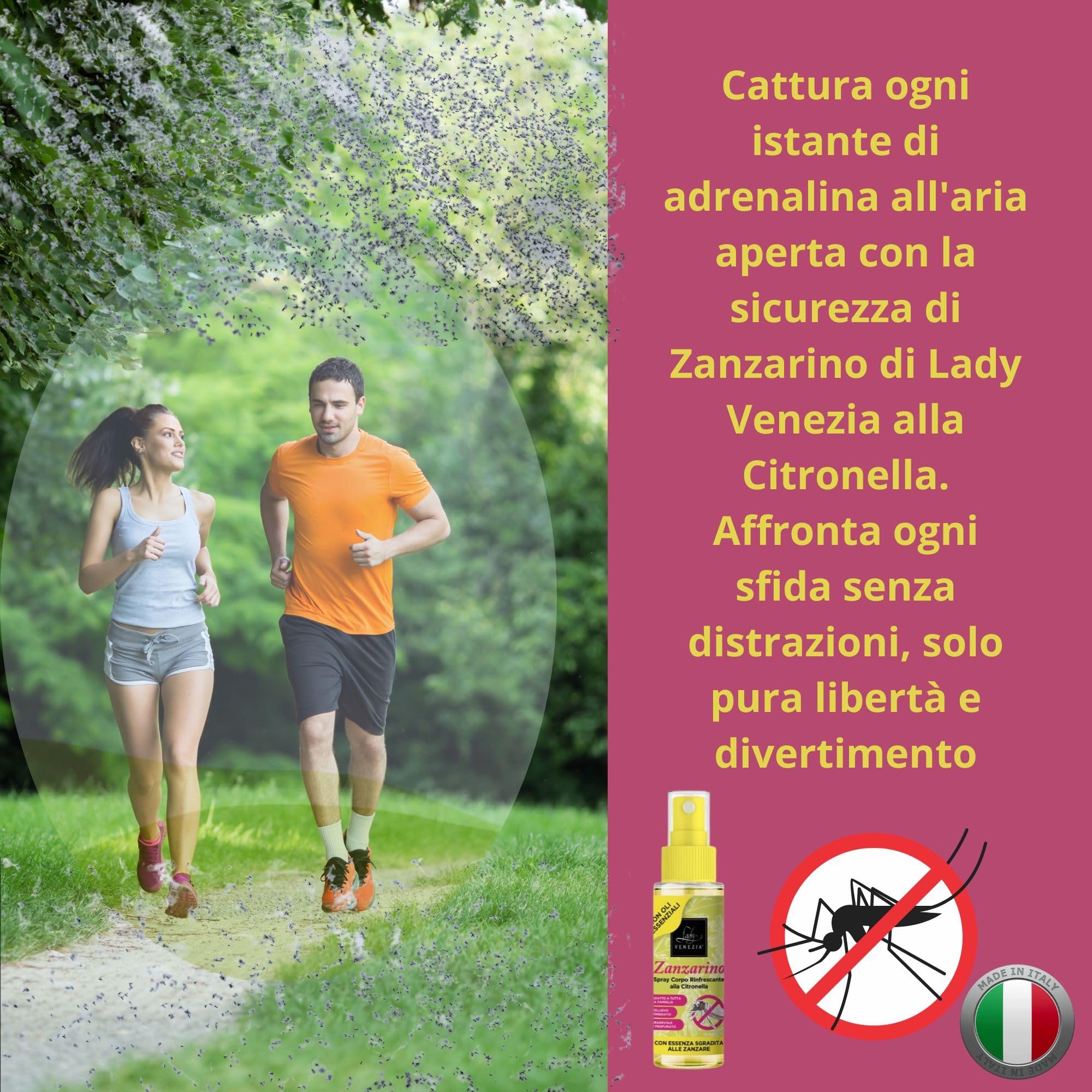 Lady Venezia - Repellente Zanzare - Spray Antizanzare - Anti Zanzare con Olio Essenziale di Citronella - Formato Famiglia - 90 ml - Scopri i Formati Convenienza Disponibili
