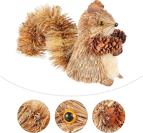 Miniatura 8 de jojofuny 1 pieza de adornos de ardilla de jardín exterior de paja animal figura de artesanía de pájaros falsos animales de jardín, decoración de