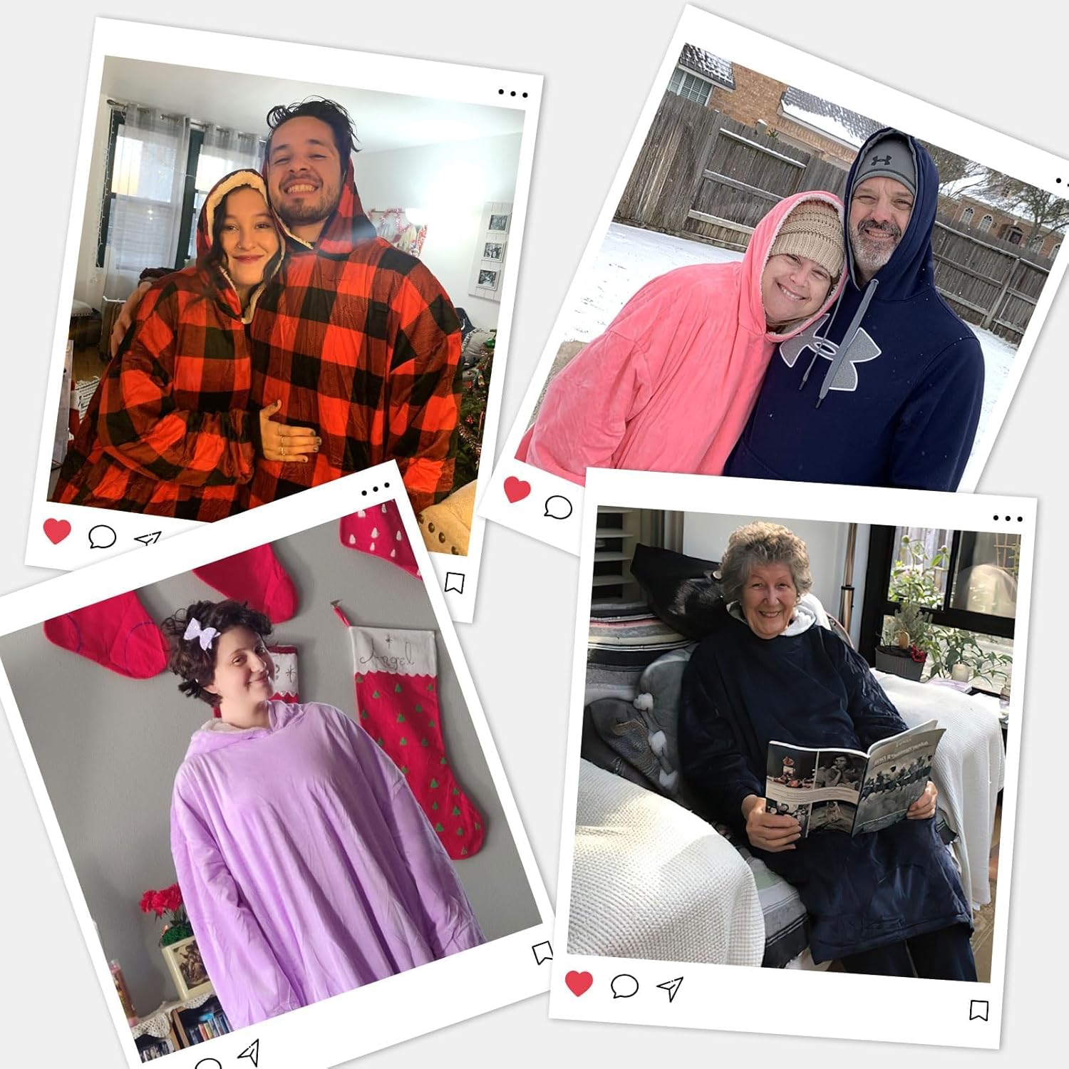 AmyHomie Wearable Blanket Hoodie for Adults & Teens,Oversized Sherpa Hooded Blanket,Warm Cozy Blanket Sweatshirt as Christmas Birthday Gifts for Women Men - Image 7