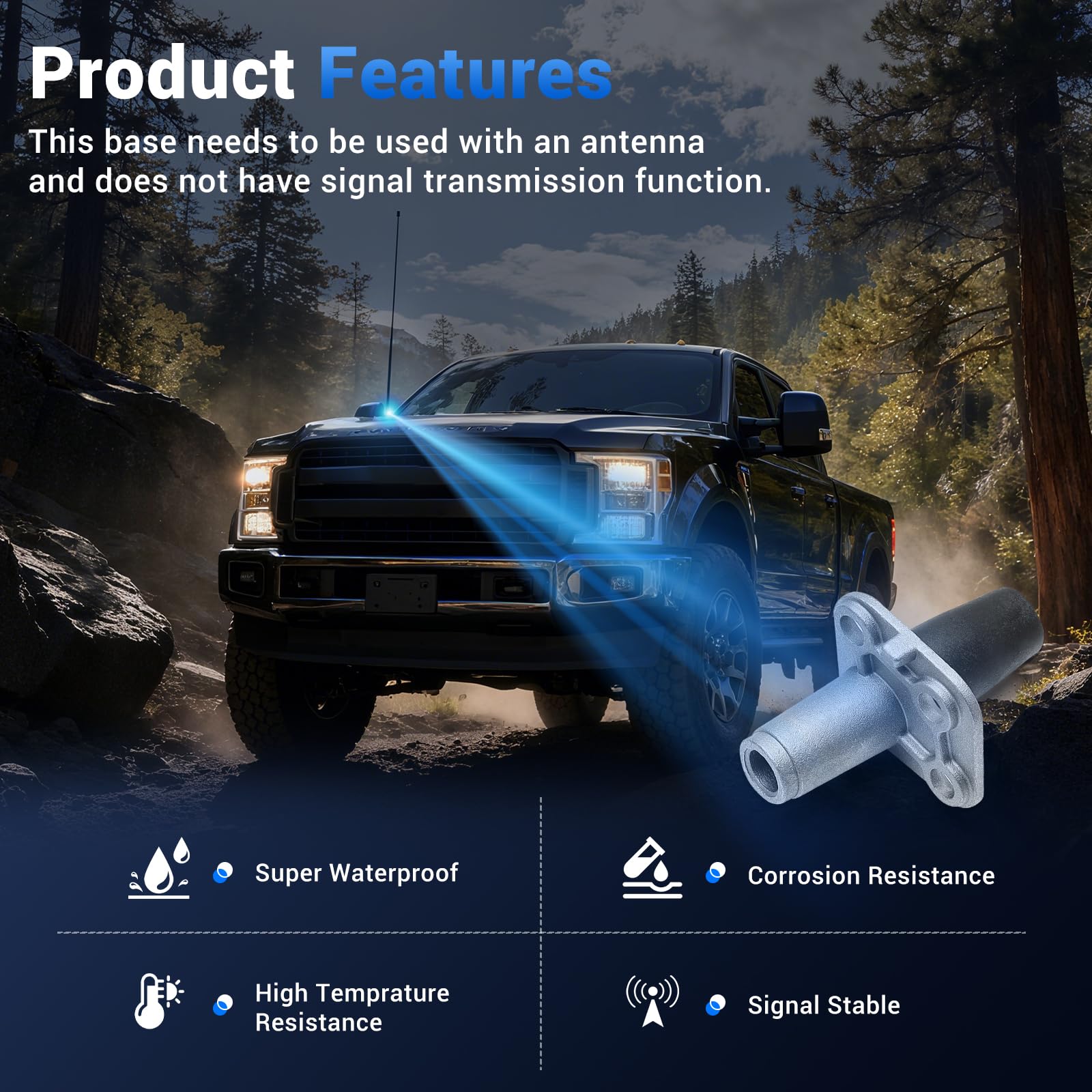 Soporte de base de antena de radio para Ford F-250 F-350 Super Duty 2017-2021, soporte de base de antena para modelos Ford F250 F350 Super Duty
