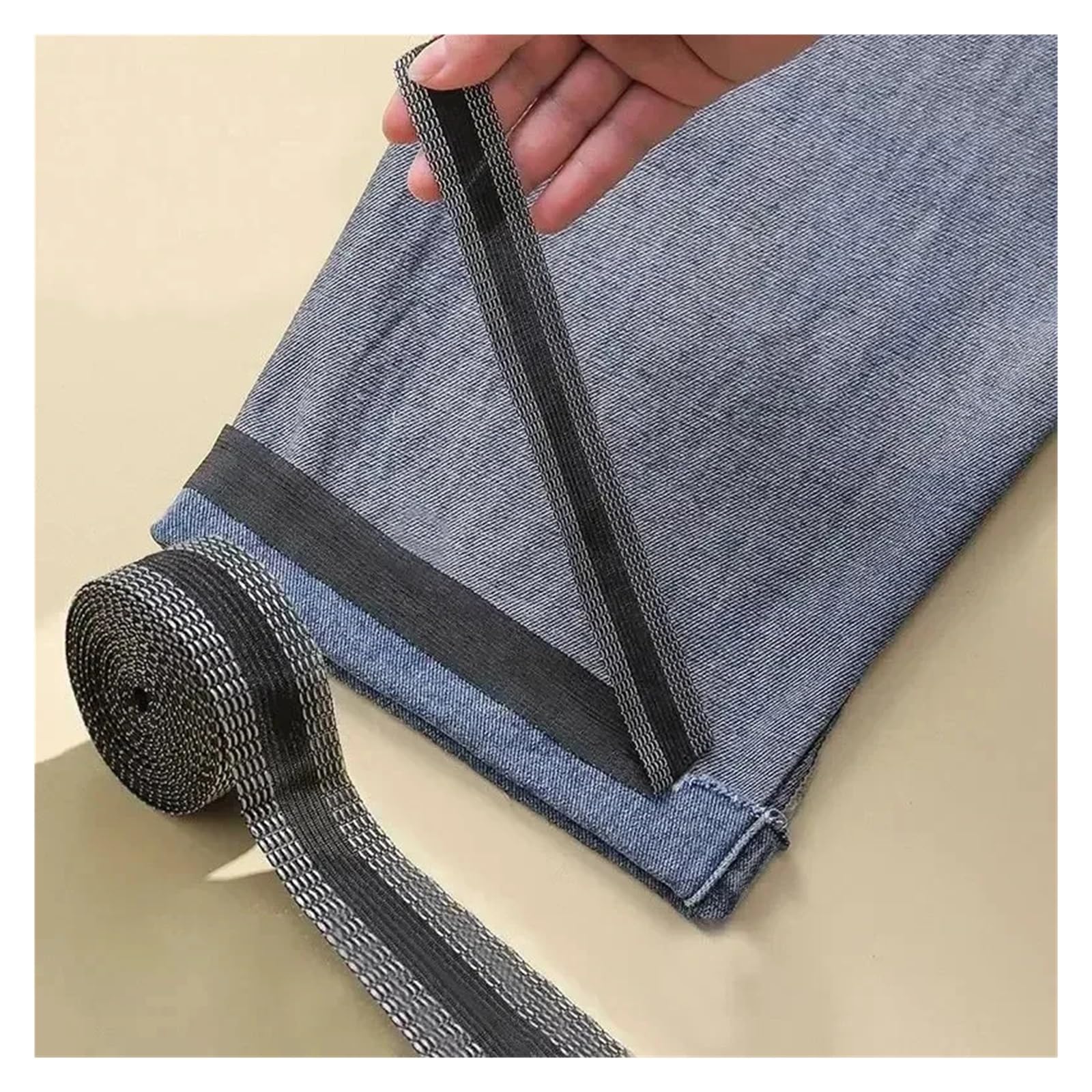 Nastro per orli dei pantaloni 1/50M Autoadesiva Pantaloni Orlo Pasta Nastro Bordo Dei Iron-on Pant Accorciare Riparazione Jean for Tessuto Cucito FAI DA TE(Khaki,50m (10Rolls))